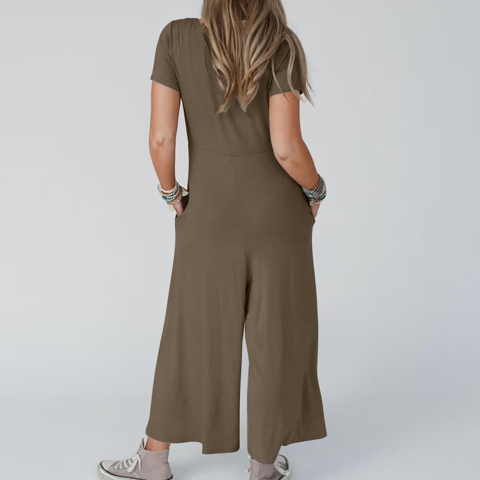 Women's Wide Leg One Piece Jumpsuit - Button Up Romper Overalls with Pockets | Loose Fit Casual Summer Outfit for Beach, Travel & Everyday Wear