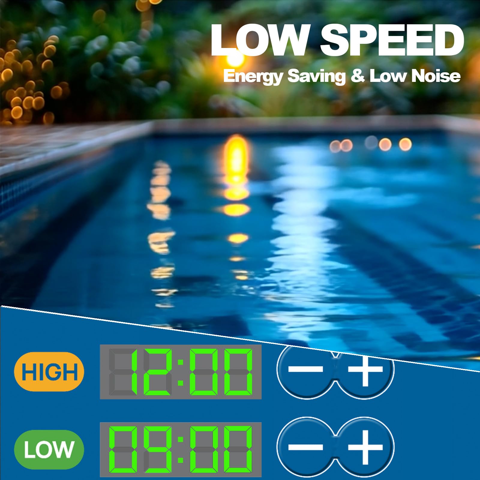 AQUASTRONG 1.5HP Dual Speed Pool Pump with Timer - 4975 GPH High Flow Above/In-Ground Swimming Pool Pump (115V) - Perfect for Backyard Pools, Spas, and Water Circulation Systems