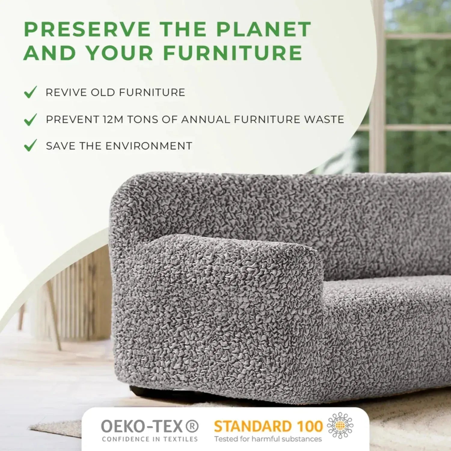 Fuco Cotton Reclining Armchair Slipcover - Stretchable Furniture Protector for Living Room, Bedroom & Home Theater Comfort