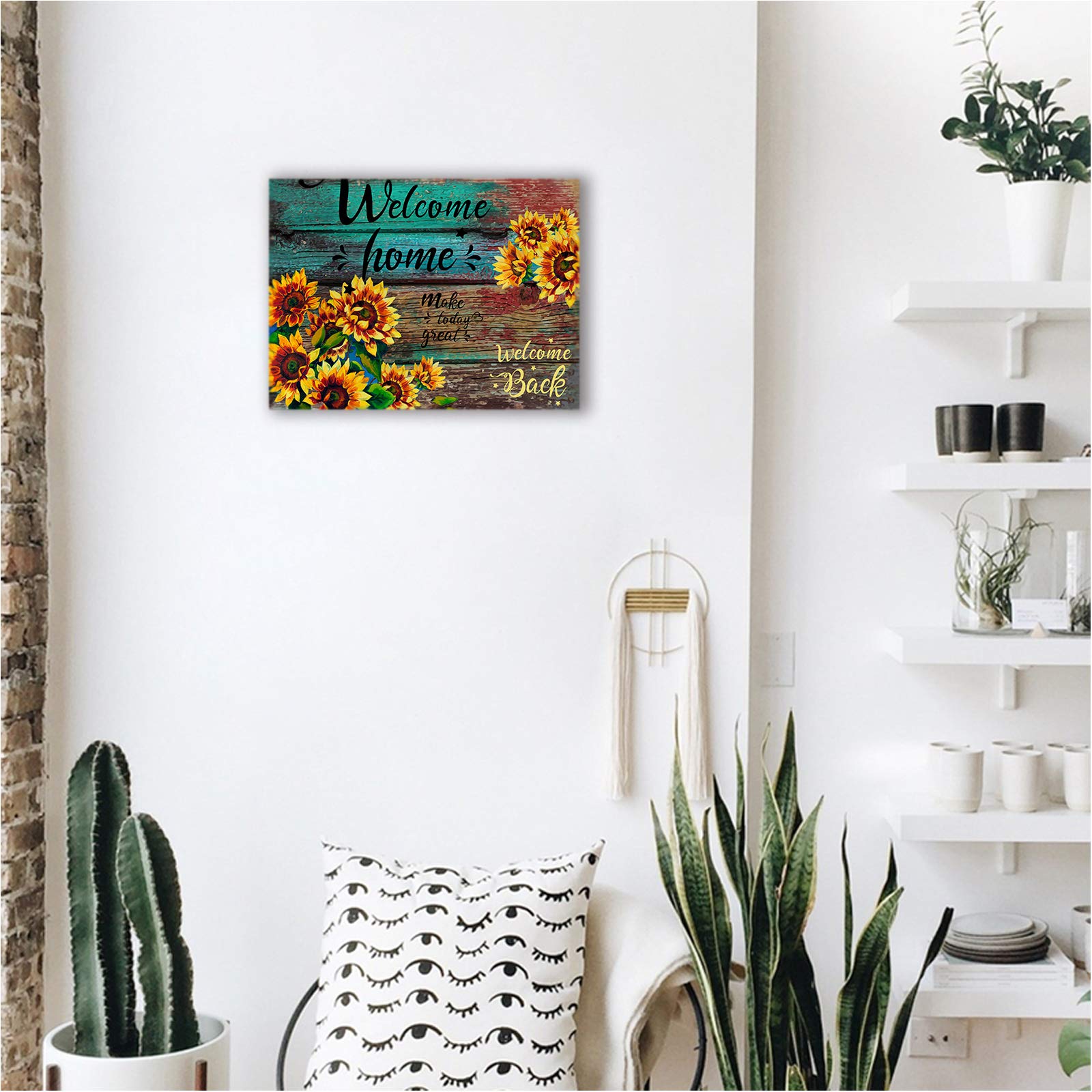 Sunflower Canvas Wall Art 12x16 - Rustic Farmhouse Decor for Kitchen, Bedroom & Living Room
