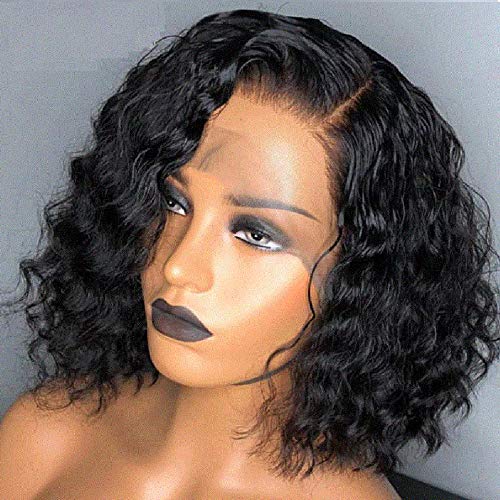 13x4 Lace Front Wig Human Hair - Brazilian 9A Curly Short Bob Wig with Pre-Plucked Fake Scalp & Glueless Design | 10