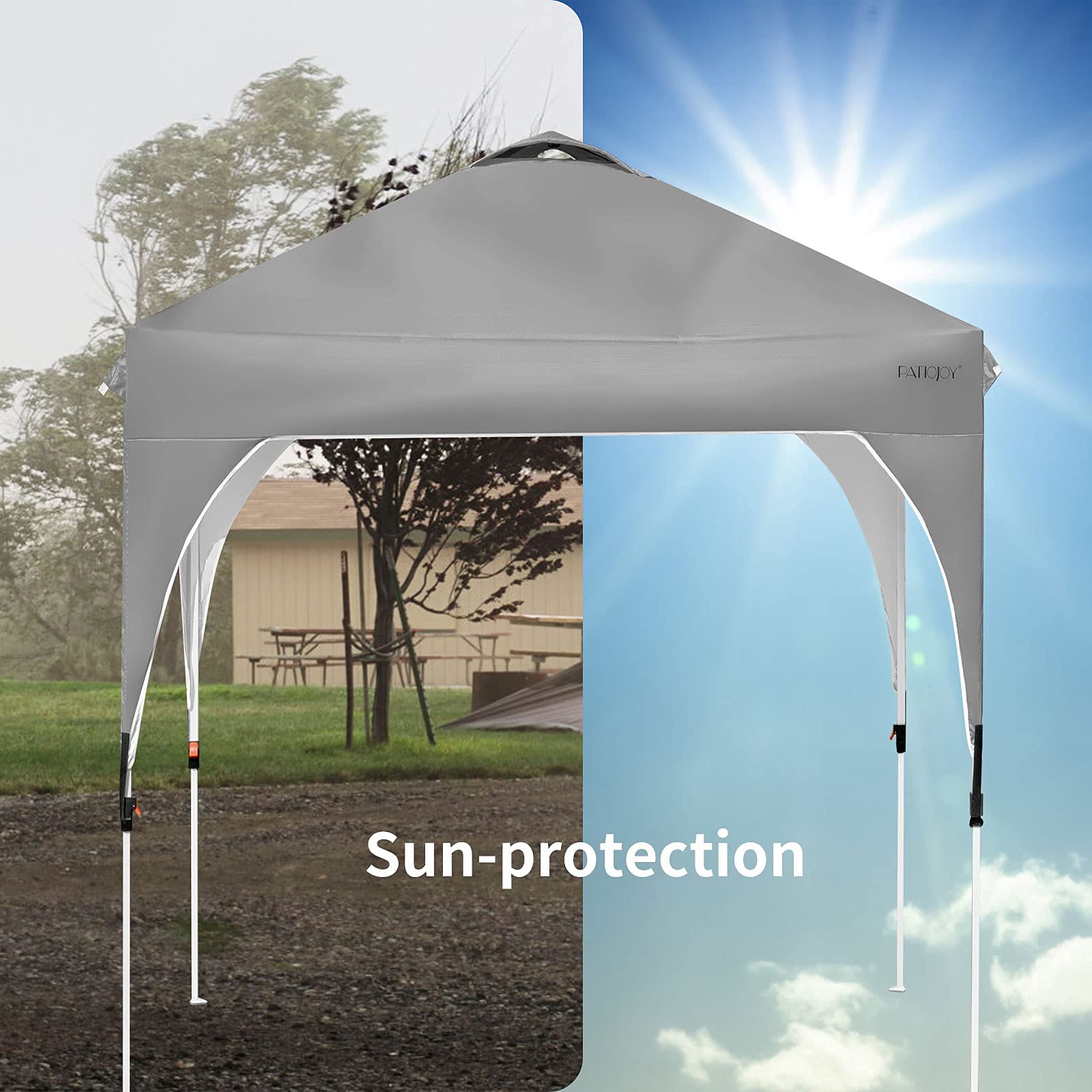 Tangkula 6.6x6.6 FT Instant Pop Up Canopy Tent - Adjustable Height Commercial Outdoor Canopy with Carry Bag & 4 Weight Bags - Portable Sun Shelter for Camping, Beach, Backyard Parties, Picnics and Outdoor Events (Grey)