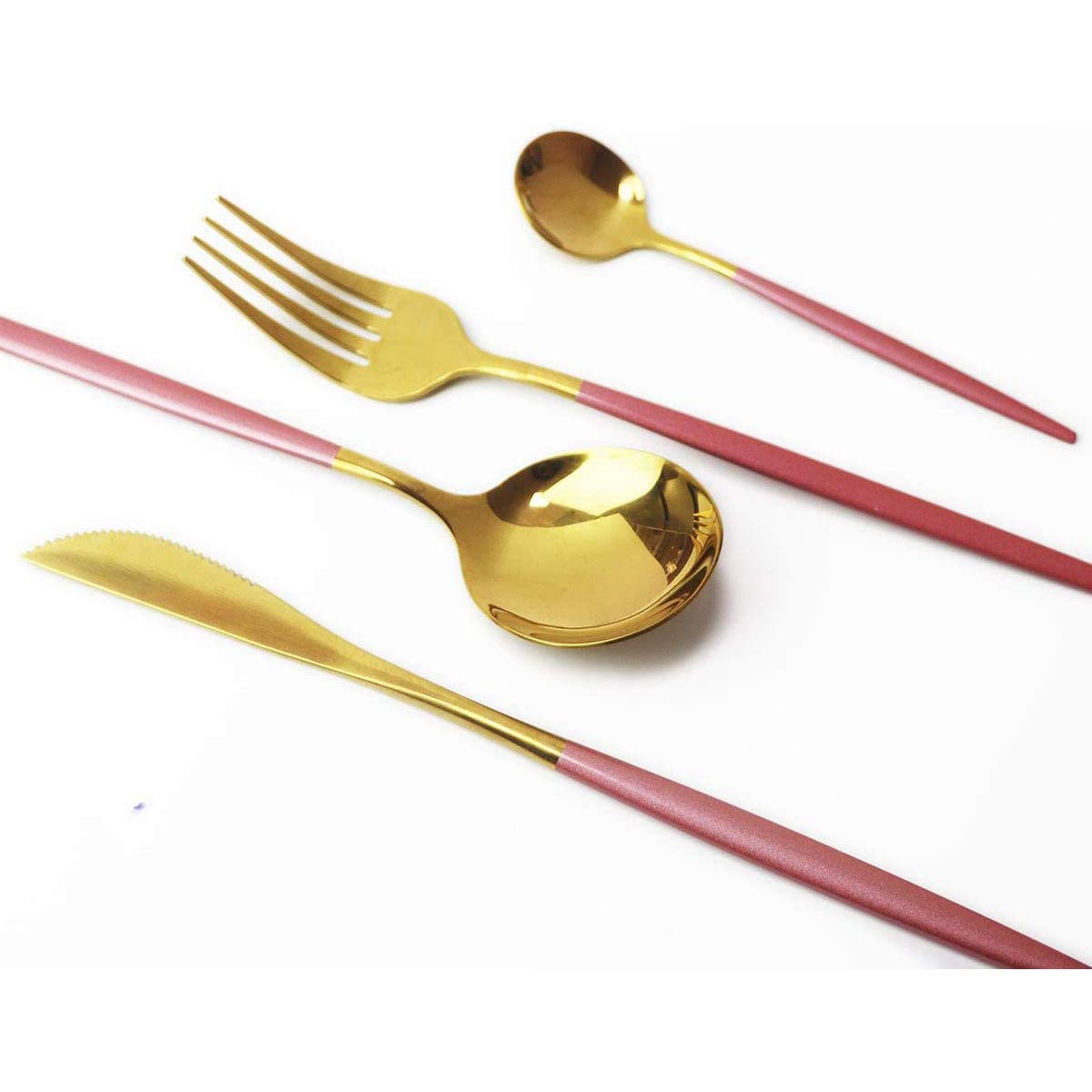 40-Piece Stainless Steel Flatware Set - 18/10 Mirror Polished Silverware with Pink Handles (Forks, Spoons, Knives) - Durable & Reusable Cutlery for Family Dinners, Parties, Restaurants & Daily Use - Service for 10 People