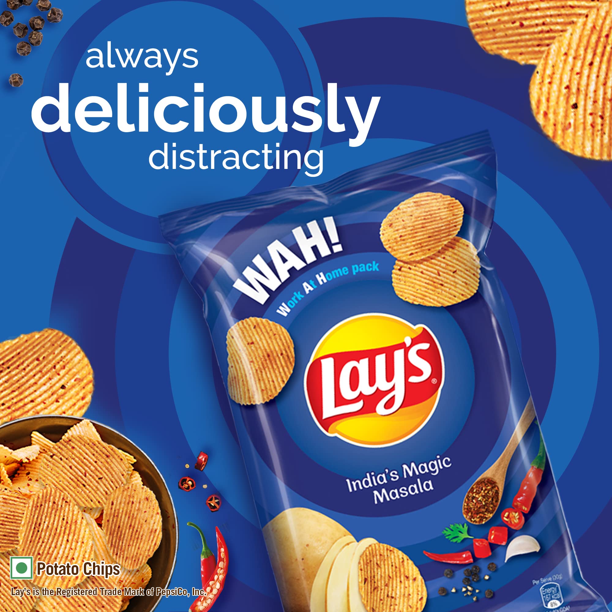 Lay's Masala Magic Potato Chips - Crunchy Snack Pack (143g/157g/190g) | Authentic Indian Flavor | Perfect for Parties, Movie Nights & Office Snacks