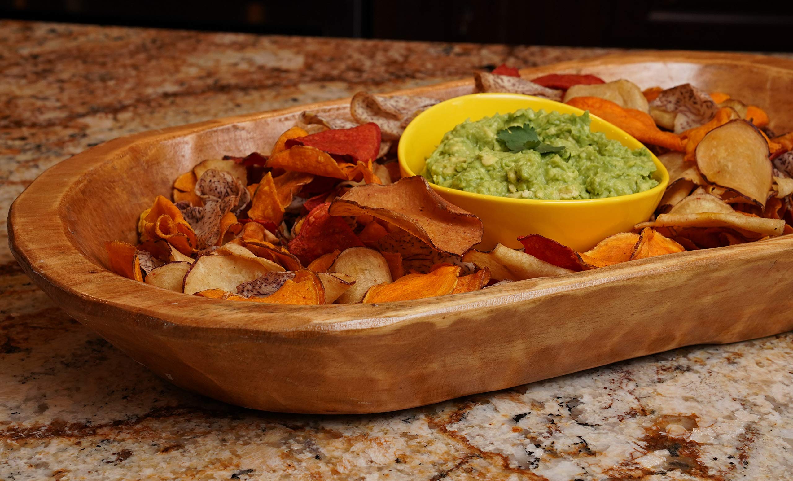 Food Safe Rustic Wooden Dough Bowl - Handcrafted Batea for Bread Making, Serving & Home Decor | Perfect for Kitchens, Bakeries & Farmhouse Style Dining