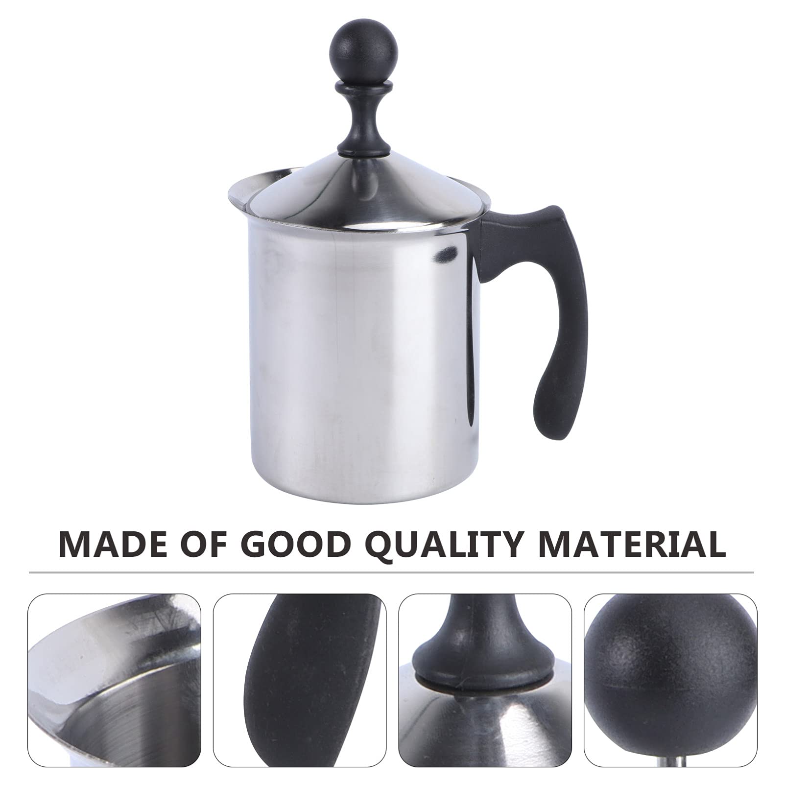 Hemoton Manual Milk Frother - Stainless Steel Hand Pump Whisk for Cappuccino, Hot Chocolate & Latte Foam - Portable Milk Foam Maker for Coffee, Tea & Baking - Perfect for Home, Office & Coffee Shops