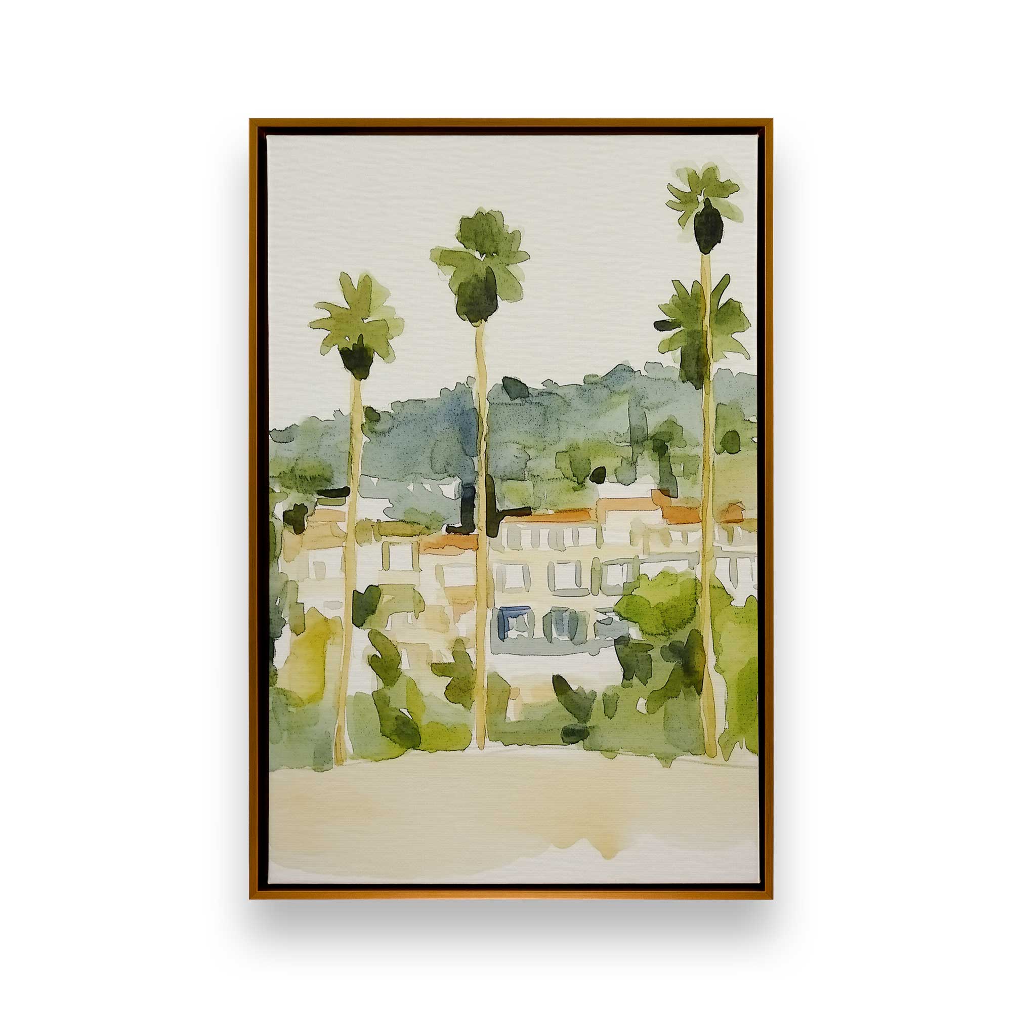 Desert Palms and Villas II Canvas Wall Art Print - Tropical Landscape Painting for Living Room, Bedroom & Office Decor