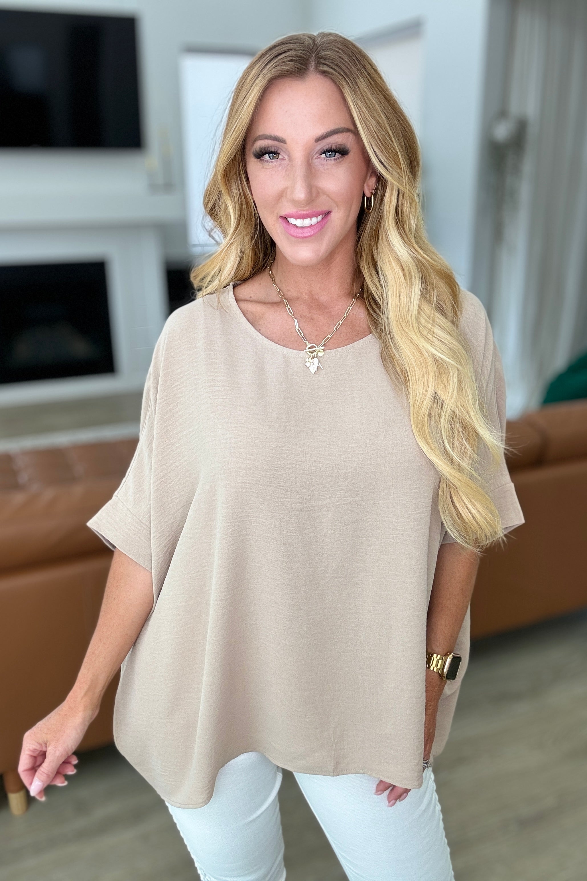 Feels Like Me Dolman Sleeve Top in Taupe | Comfortable Women's Casual Blouse | Perfect for Work, Date Night & Everyday Wear