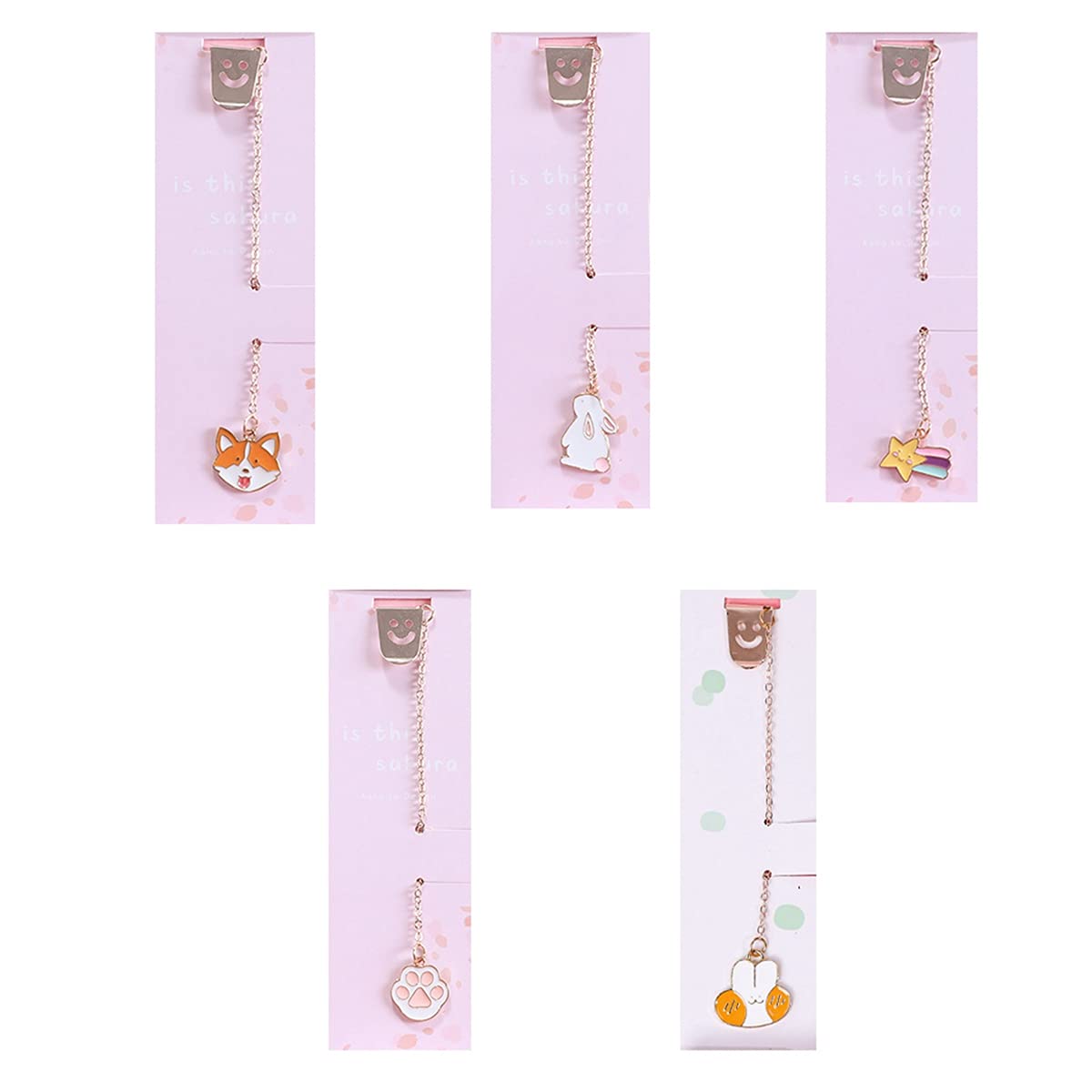 5-Piece Cartoon Metal Bookmark Set - Brass Reading Bookmarks for School, Office, Teachers & Students - Cute Stationery Supplies for Books, Journals & Gifts - Perfect for Book Lovers & Reading Enthusiasts