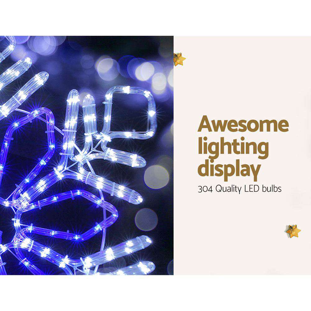 304 LED Snowflake Christmas Lights - 0.82M/2.7ft Outdoor/Indoor Holiday Decor for Tree, Window, Yard & Party | Waterproof String Lights for Winter, Xmas, New Year Celebrations