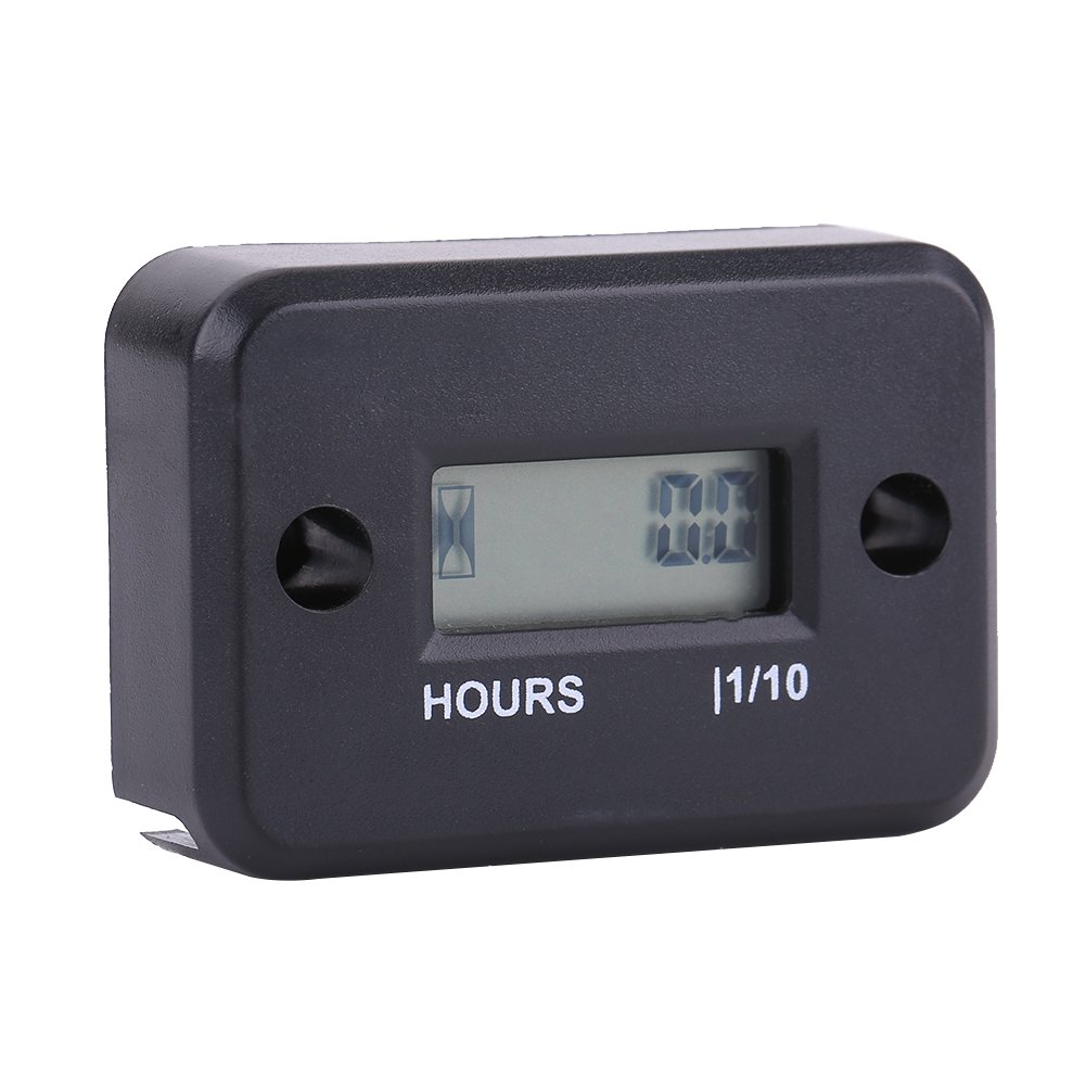 Digital Hour Meter Gauge Timer for Gasoline Engines - Racing Motorcycle, ATV, Lawn Mower (Black) | Track Engine Runtime for Maintenance & Performance