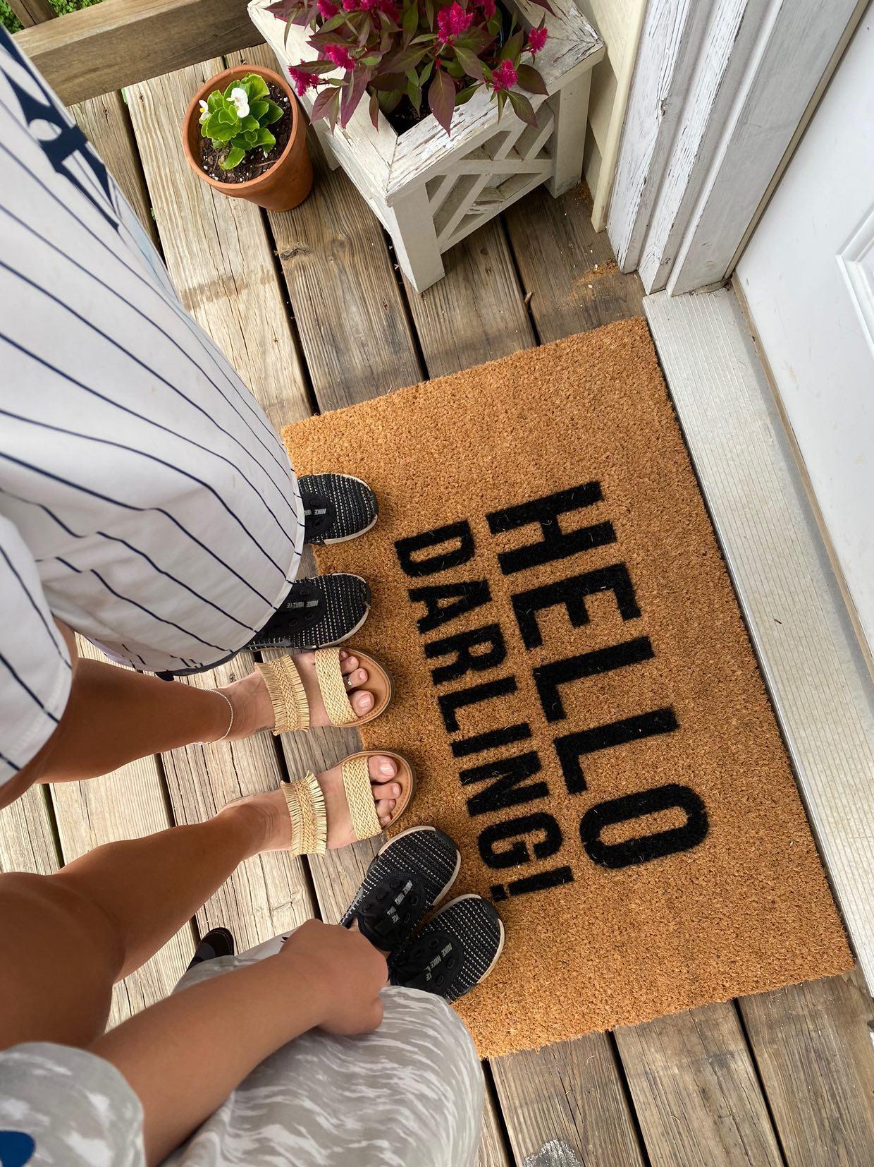 Vinyl Back Coir Doormat - 'Hello Darling' Welcome Mat for Front Door, Porch, or Entryway - Durable & Non-Slip for Indoor/Outdoor Use