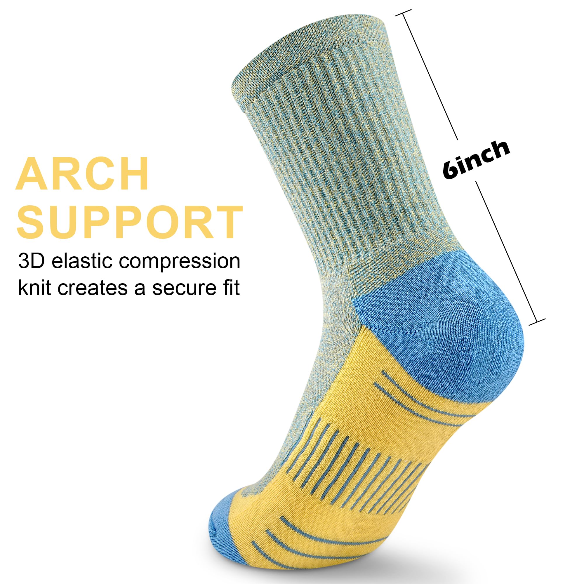 **Women's Athletic Crew Socks - 3-5 Pairs Cushioned Compression Socks for Hiking, Running & Sports - Breathable & Supportive for All-Day Comfort**