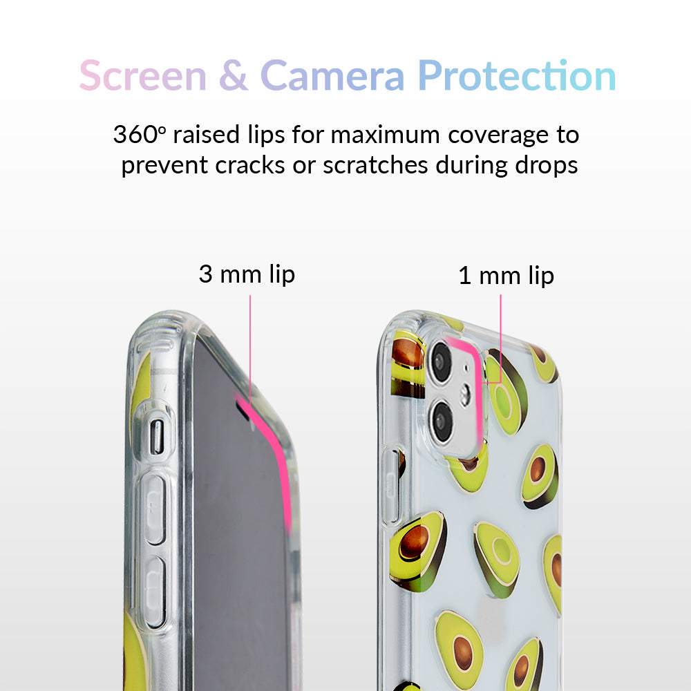 Premium Clear iPhone Case with Avocado Design - Slim Protective Cover for iPhone 12/13/14/15 Pro Max - Cute Eco-Friendly Phone Case for Women & Girls - Perfect for Everyday Use, Travel & Gifting