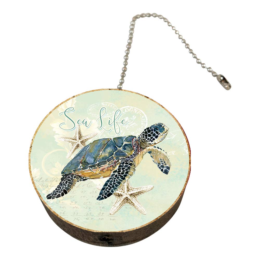 Twisted R Design Nautical Ceiling Fan Pull Chain with Sea Turtles - Decorative Wooden Light Switch Extension for Home, Bedroom, Living Room & Outdoor Spaces - Easy Installation & Stylish Upgrade