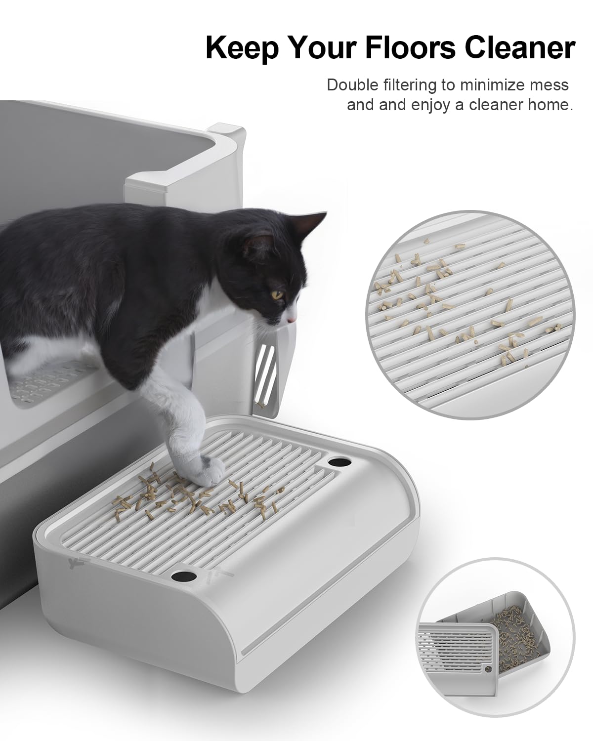 Premium Stainless Steel Cat Litter Box with Lid - Extra Large 3-in-1 Enclosed Metal Litter Pan for Big Cats | High Sides, Side Entry Design | Non-Stick, Leak-Proof & Easy to Clean | Ideal for Indoor Cats, Multi-Cat Households & Pet Owners Seeking Odor Control