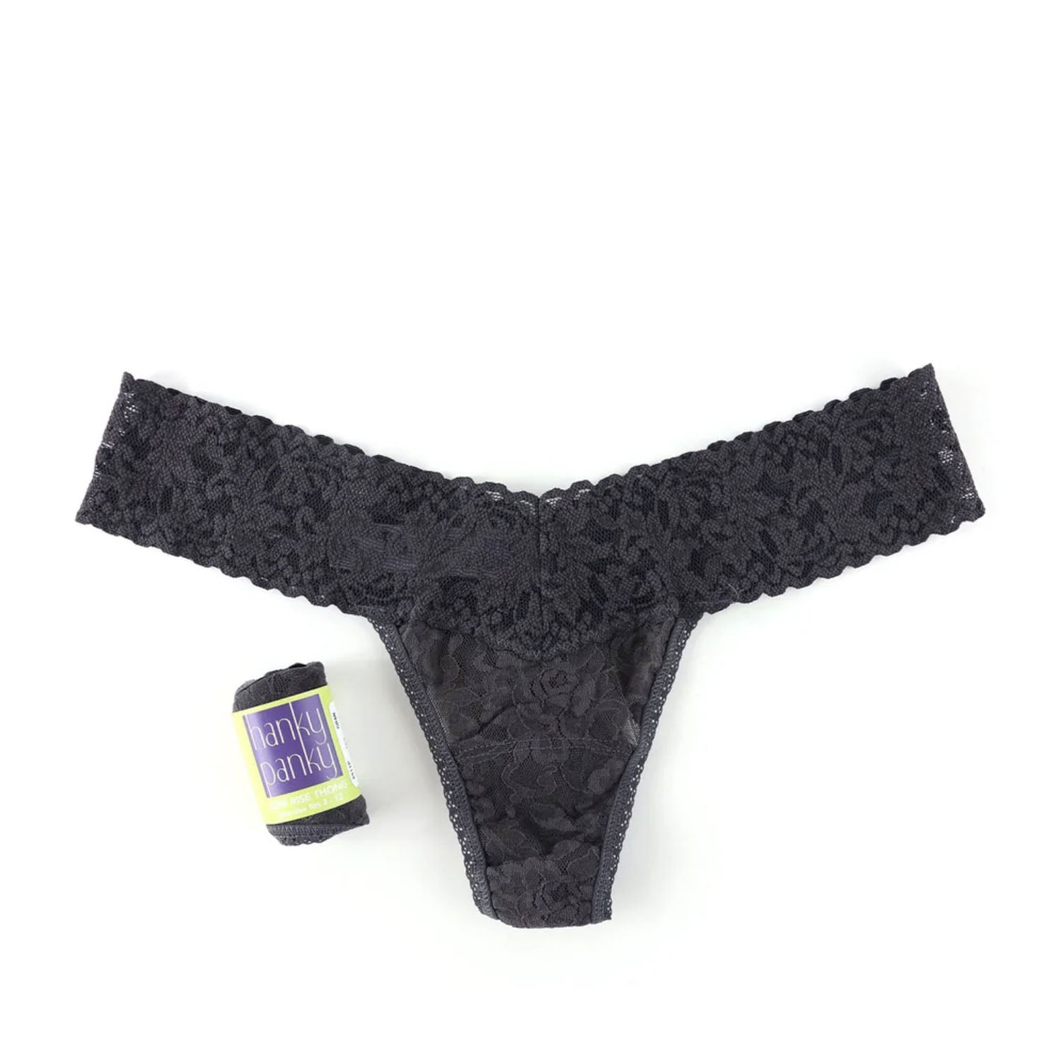 Hanky Panky Women's Low Rise Thong Underwear - Soft Stretch Lace Panties in Granite | Comfortable Everyday Wear & Special Occasion Lingerie