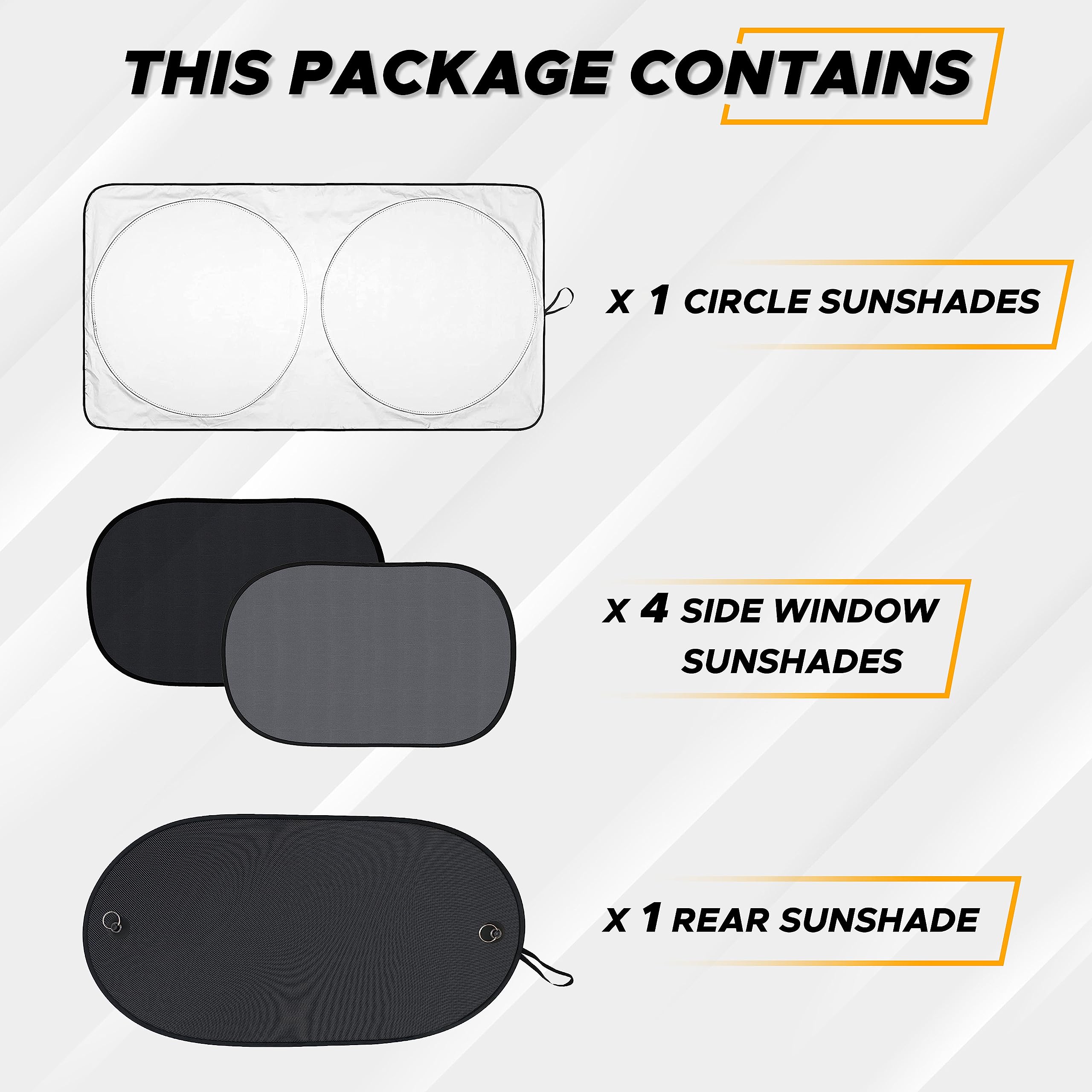 20”x12” Car Windshield Sun Shade + Side Window Shades (4 Pack) & 39”x17” Rear Window Sun Shade | Complete UV Protection for Baby & Child Safety | Car Interior Accessories for Summer Heat | Perfect for Road Trips, School Runs & Family Travel