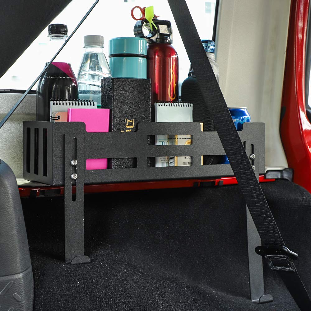 RT-TCZ Heavy Duty Black Aluminum Alloy Rear Trunk Molle Panel & Cargo Rack Storage Basket - Perfect Fit for 2007-2024 Jeep Wrangler JK JL 4 Door - Side Organizer Accessories for Off-Road Gear, Camping Equipment & Emergency Supplies