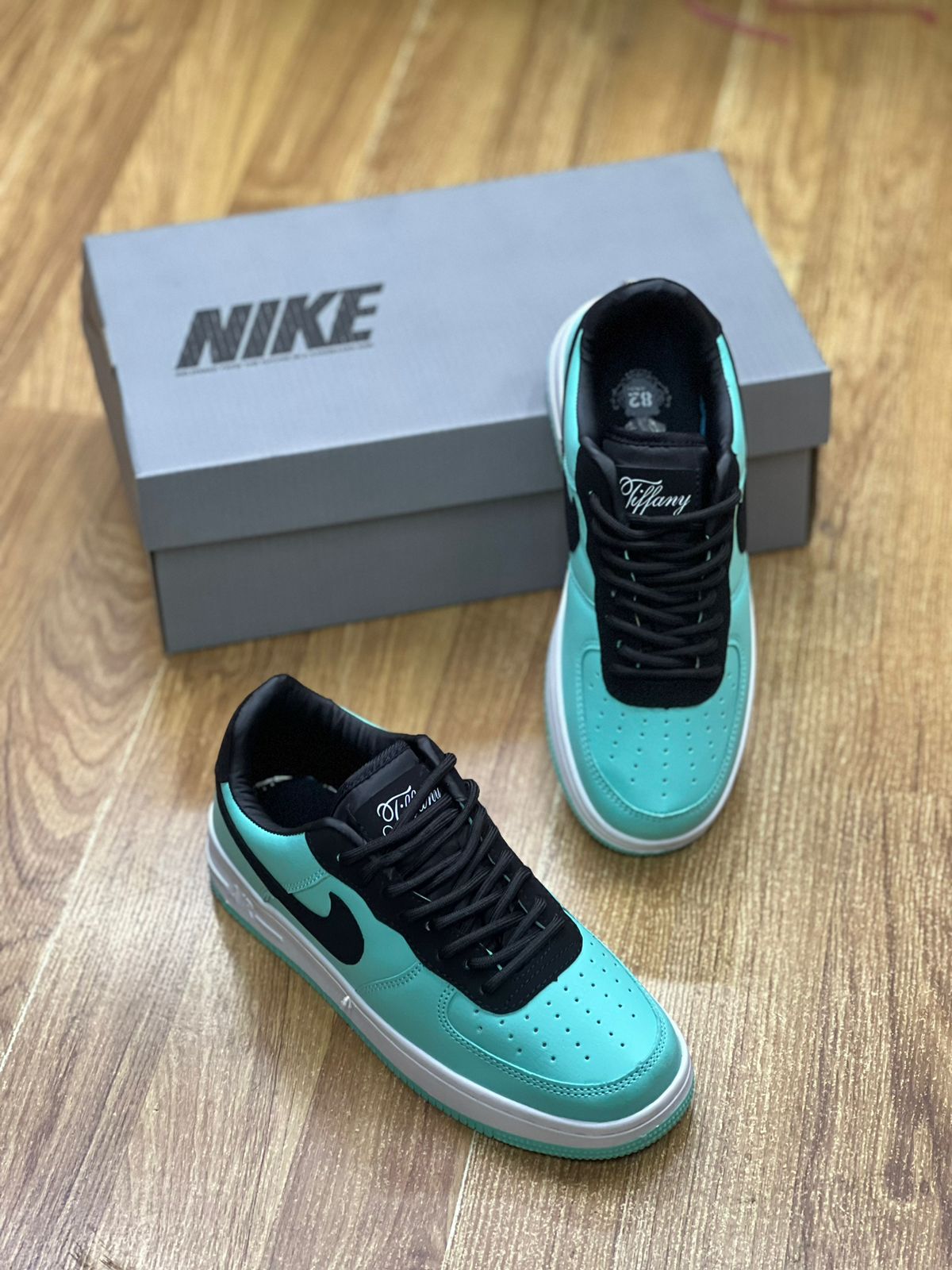 Nike x Tiffany Air Force 1 Sneakers - Blue & White Leather High-Top Basketball Shoes for Men & Women | Perfect for Streetwear, Casual Outfits & Sneaker Collection