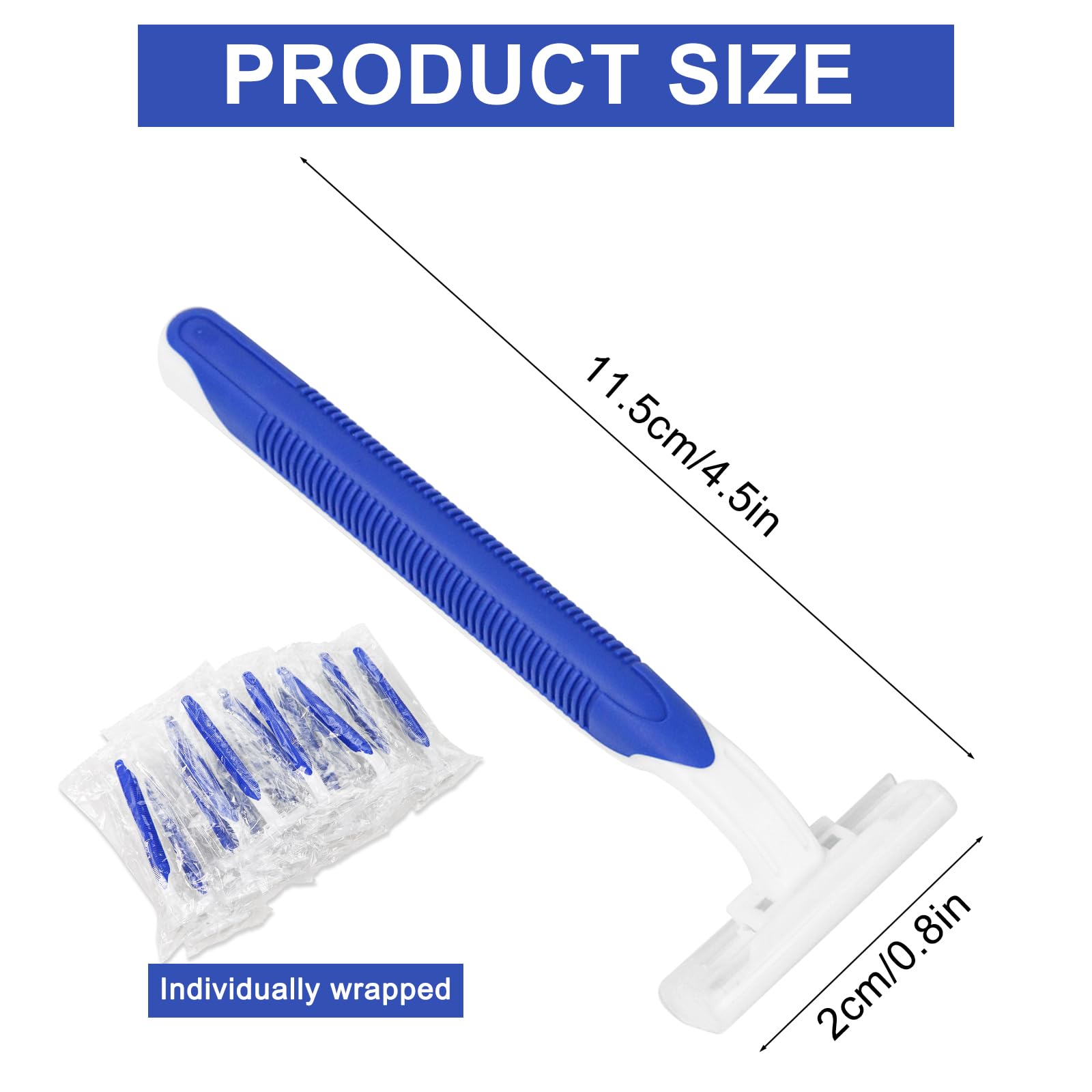 100 Pack Disposable Razors for Men & Women - 3-Blade Single Use Shavers with Clear Protective Cap - Bulk Travel Razors Individually Wrapped - Perfect for Hotels, Airbnbs, Homeless Shelters, Charity Donations & Travel Essentials