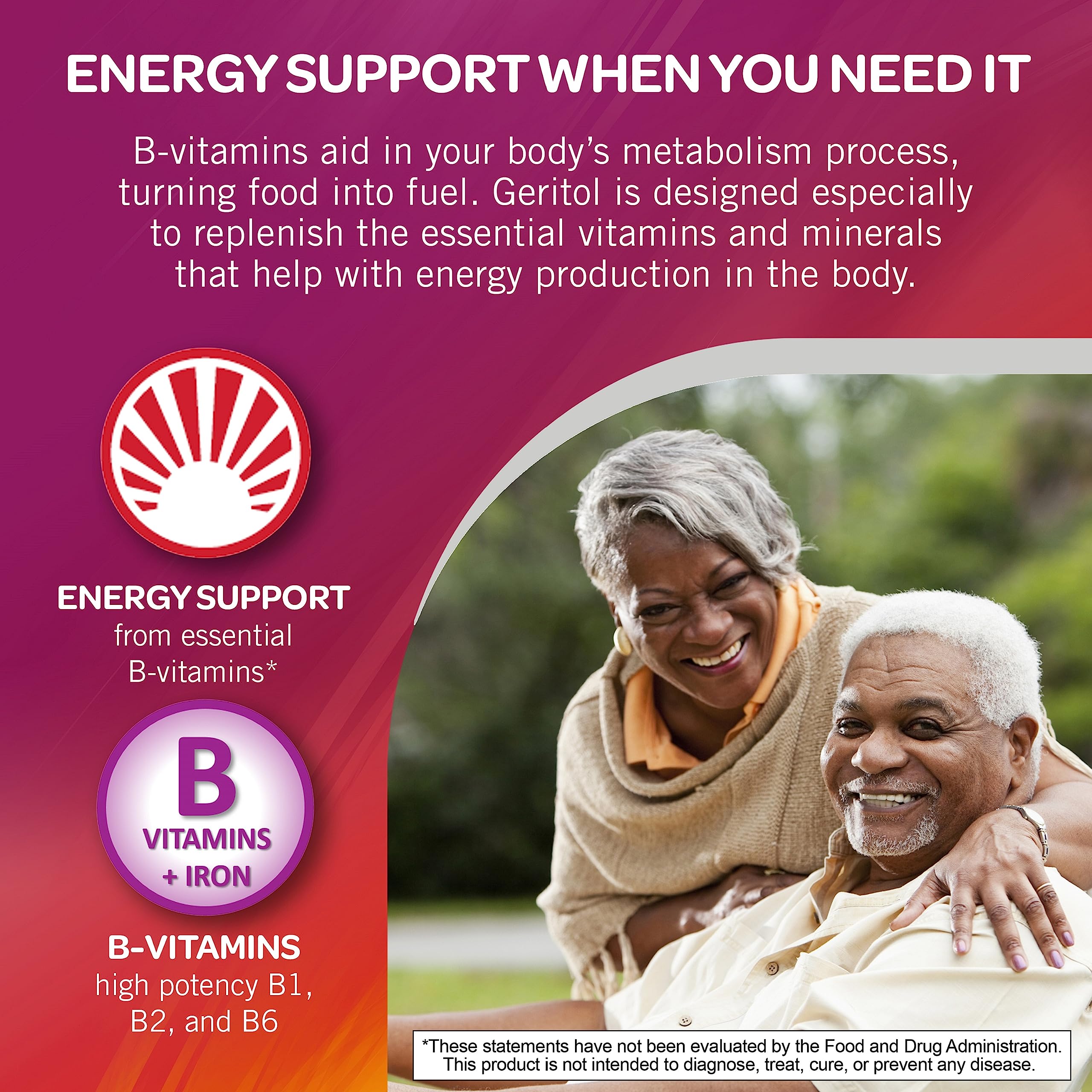 Geritol Liquid Vitamin & Iron Supplement for Energy Support - High Potency B Vitamins & Iron, Pleasant Taste, Easy to Swallow, No Artificial Sweeteners, Non-GMO, 12oz - Boost Energy for Workouts, Daily Fatigue & Active Lifestyle