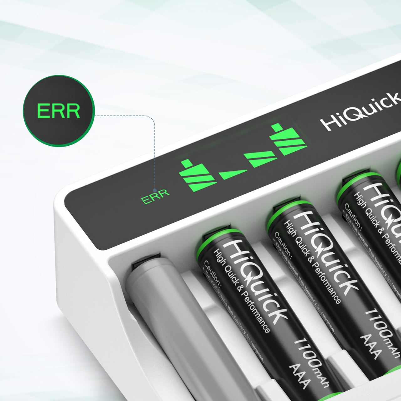HiQuick Rechargeable AA AAA Batteries (8-Pack) with LCD Smart Charger - Perfect for Cameras, Toys, Flashlights & Home Electronics