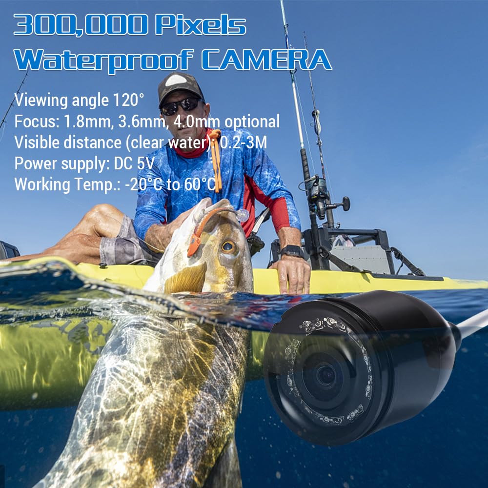 **4.3 Inch LCD Digital Underwater Fishing Camera with 120° View, 300K Pixels & Night Vision - Ideal for River, Ice, and Deep Sea Fishing Adventures**