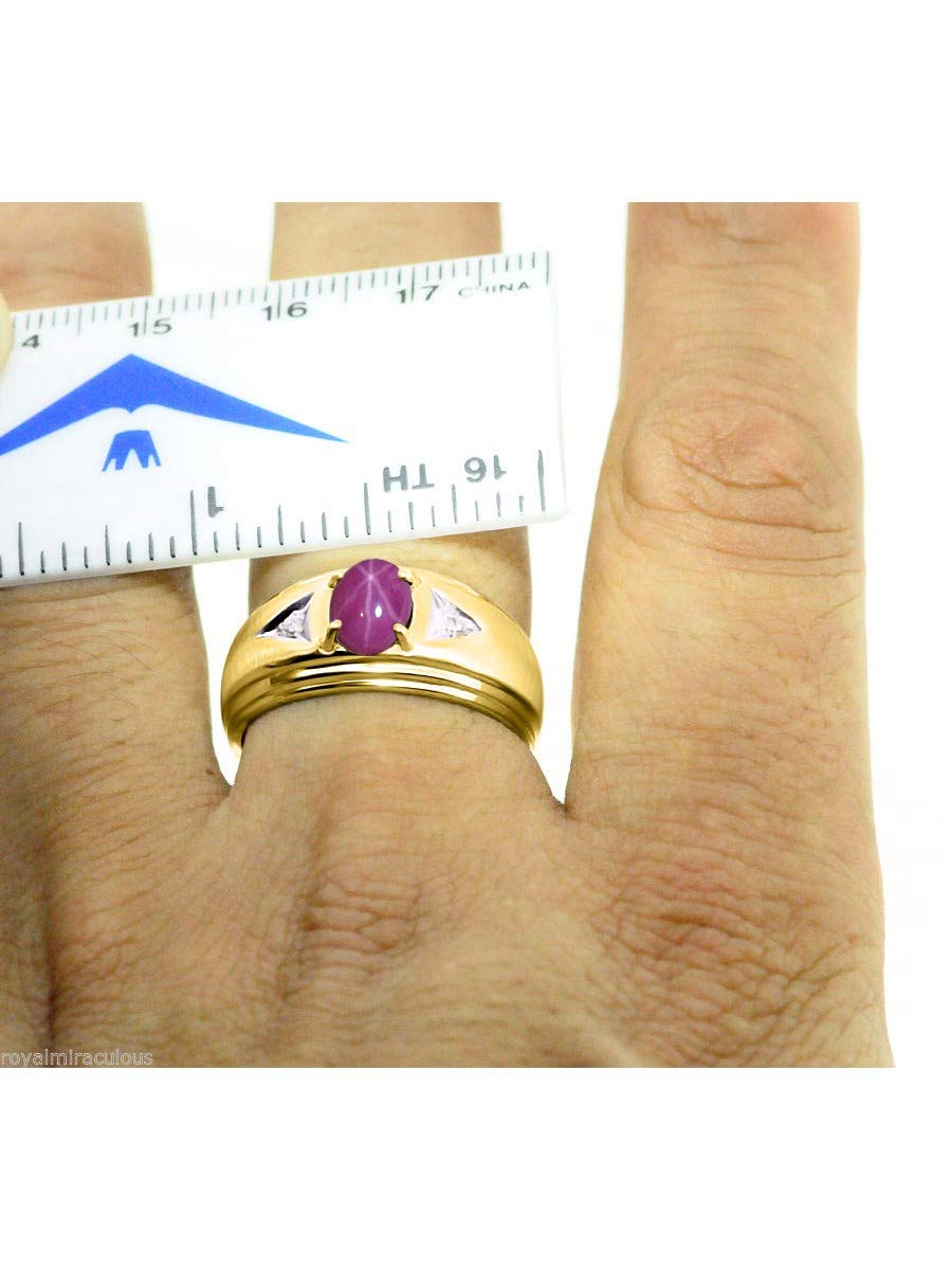 Rylos Men's Classic 8X6MM Oval Gemstone & Diamond Ring - Yellow Gold Plated Silver Birthstone Rings for Men (Sizes 8-13) | Perfect for Weddings, Anniversaries, Gifts & Everyday Wear