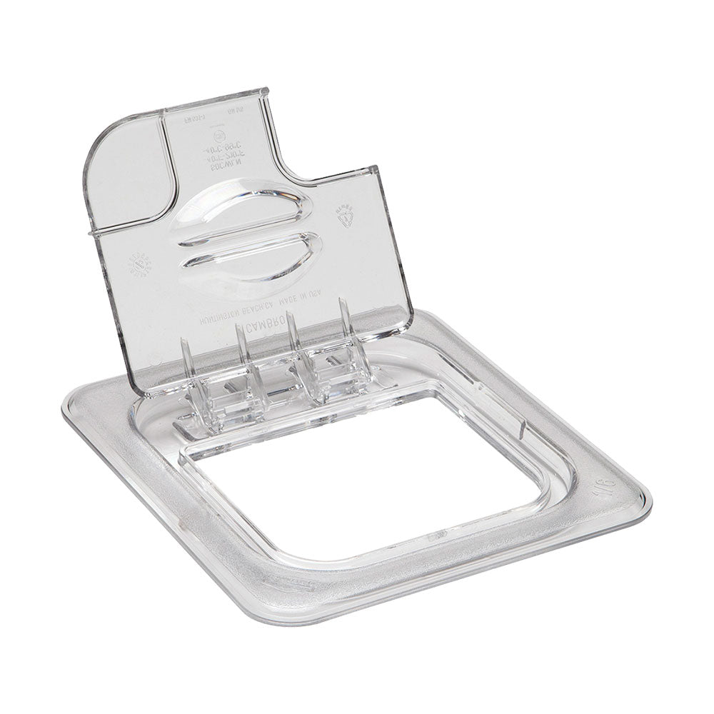 Cambro 60CWLN135 Camwear Notched Food Pan Flip Lid - Clear 1/6 Size for Commercial Kitchens, Catering & Food Storage | Durable & Stackable Food Service Container