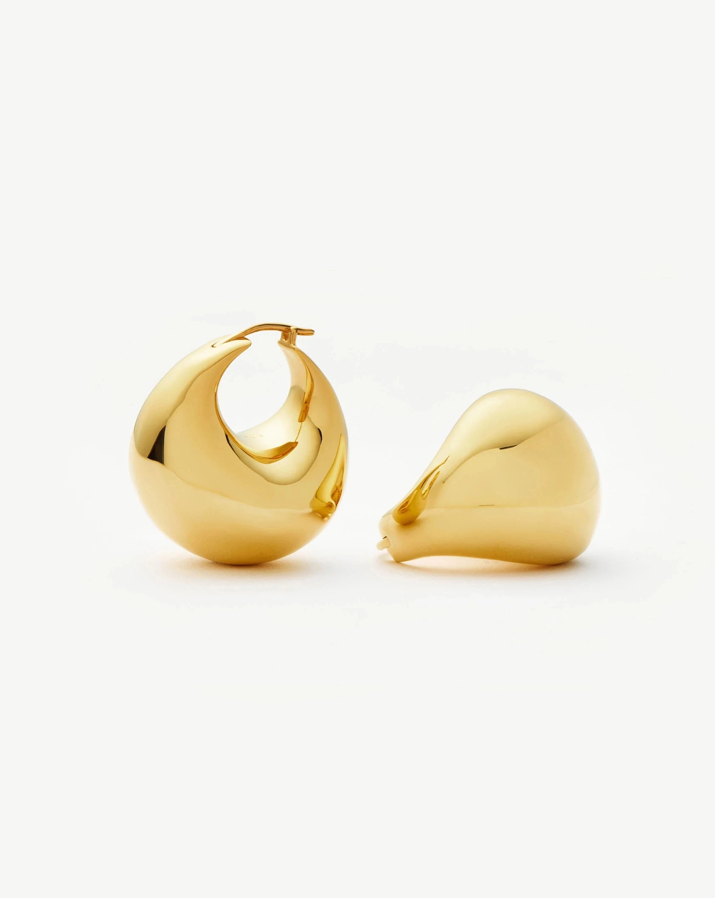 Stylish Sculptural Chubby Dome Medium Hoop Earrings - 18k Gold Plated for Women | Trendy Statement Jewelry for Parties, Weddings & Everyday Wear