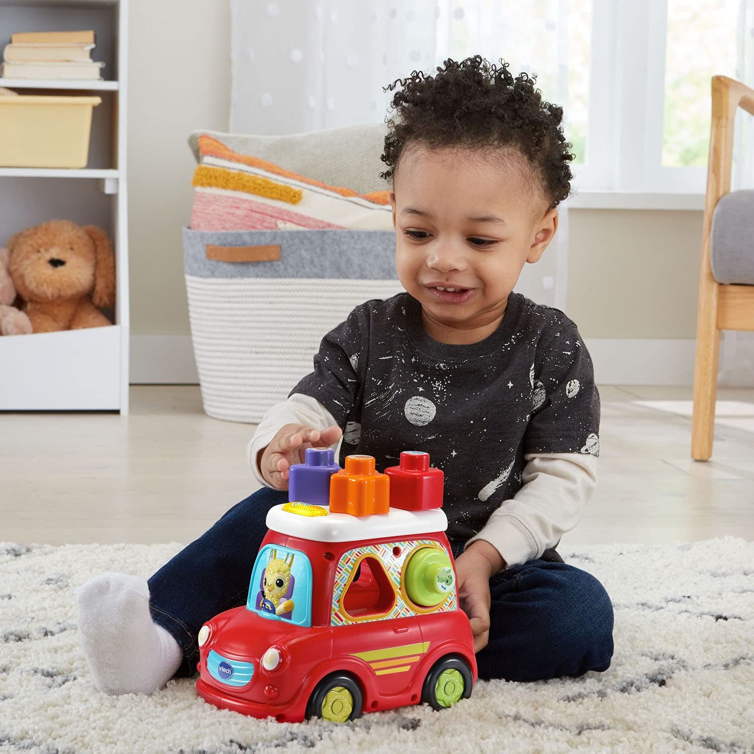 VTech Sort and Go Smart Car - Interactive Learning Toy for Toddlers, Red - Educational Shape Sorter & Push Car for Kids Ages 1-3 Years (Ideal for Early Childhood Development & Playtime Fun)
