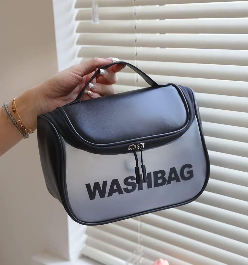 Anayo Large Cosmetic Organizer Bag for Women - Waterproof Makeup Pouch with Zipper, Travel Toiletry Storage Wash Bag - Perfect Gift for Girls & Women (Black) - Ideal for Travel, Gym & Daily Use