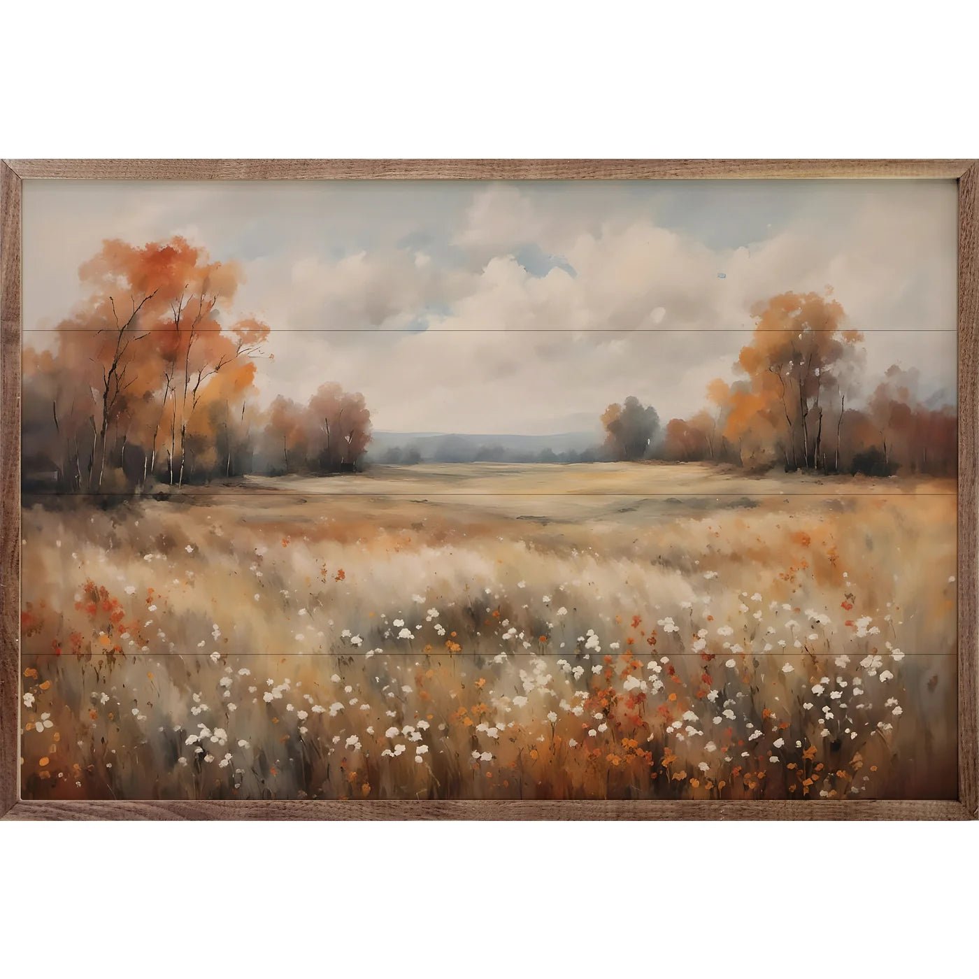 Autumn Field Landscape with Colorful Trees - Wood Framed Wall Art Print for Home & Office Decor | Perfect for Living Room, Bedroom or Office Wall Decor