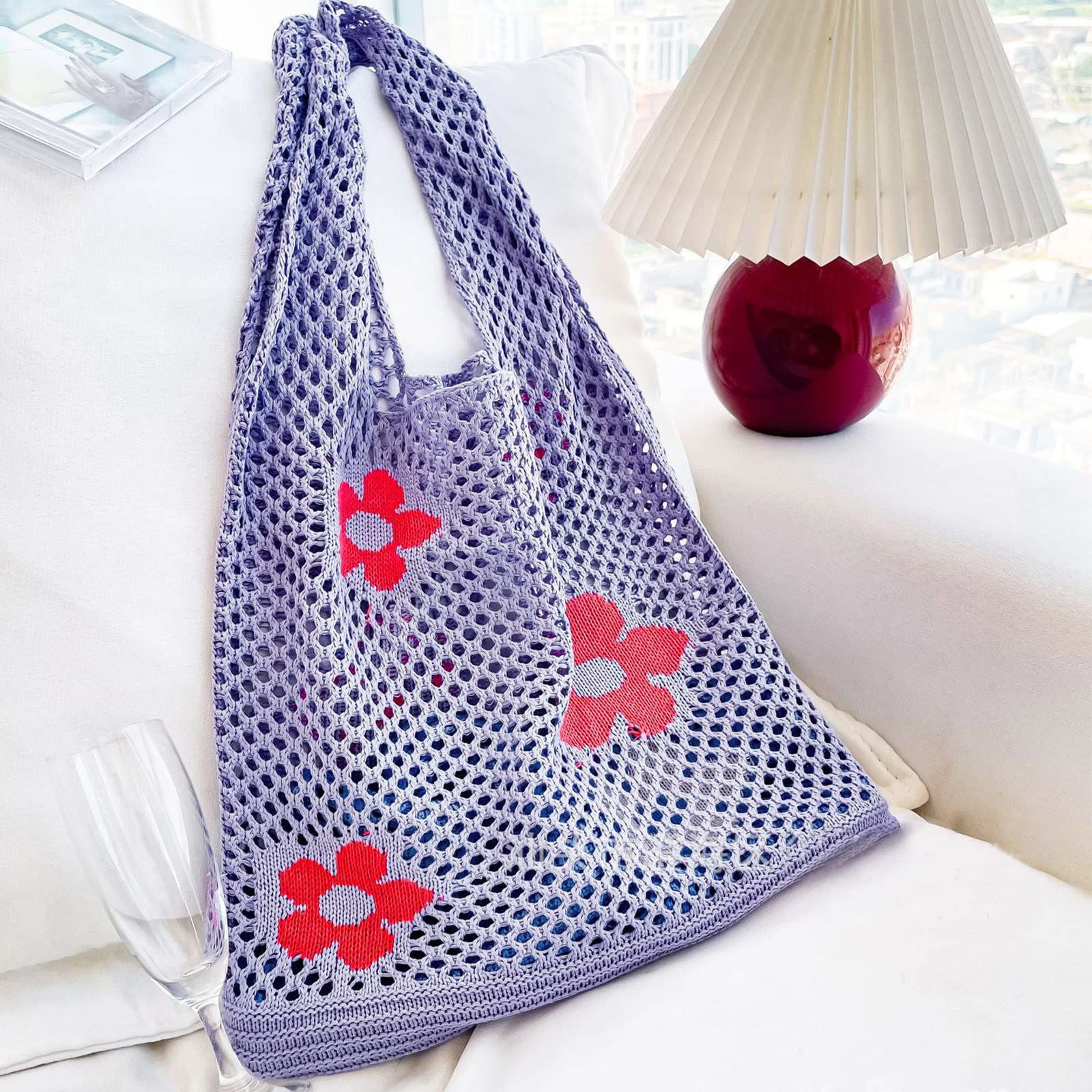 Crochet Beach Tote Bag for Women - Handmade Knit Summer Vacation Bag - Stylish & Durable Beach Accessory for Pool, Travel & Shopping