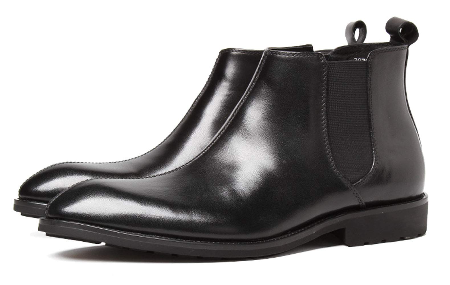 Santimon Men's Casual Chelsea Ankle Boots - Zipper Dress Boots for Men in Black & Tan | Comfortable Slip-On Shoes for Work, Office & Everyday Wear