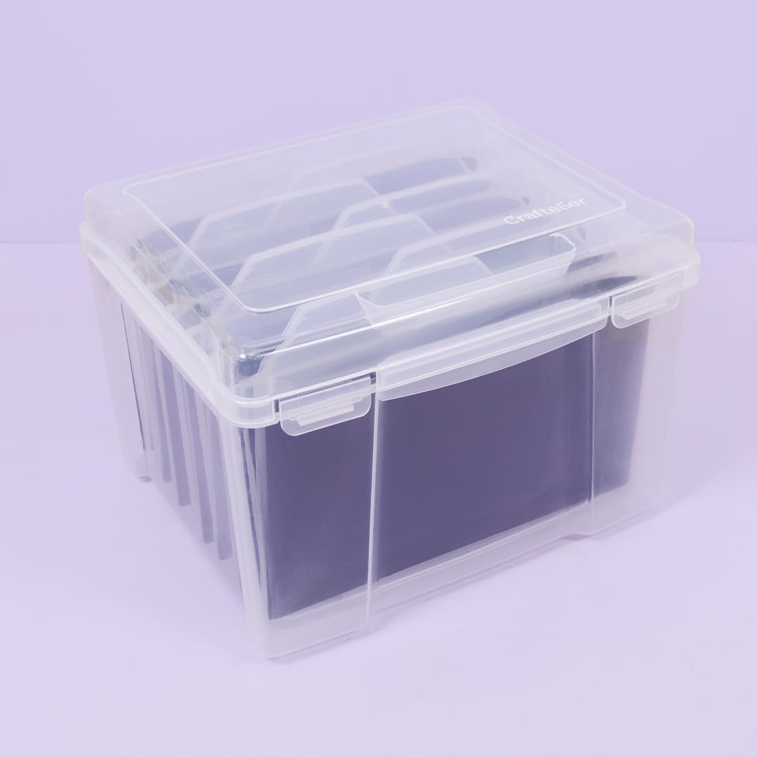 Craftelier Scrapbook Storage Box with Magnetic Sheets - Durable Organizer for Stamps, Dies & Craft Supplies - Clear Transparent Design - Perfect for Scrapbooking, Card Making & Stamp Collecting Hobbies