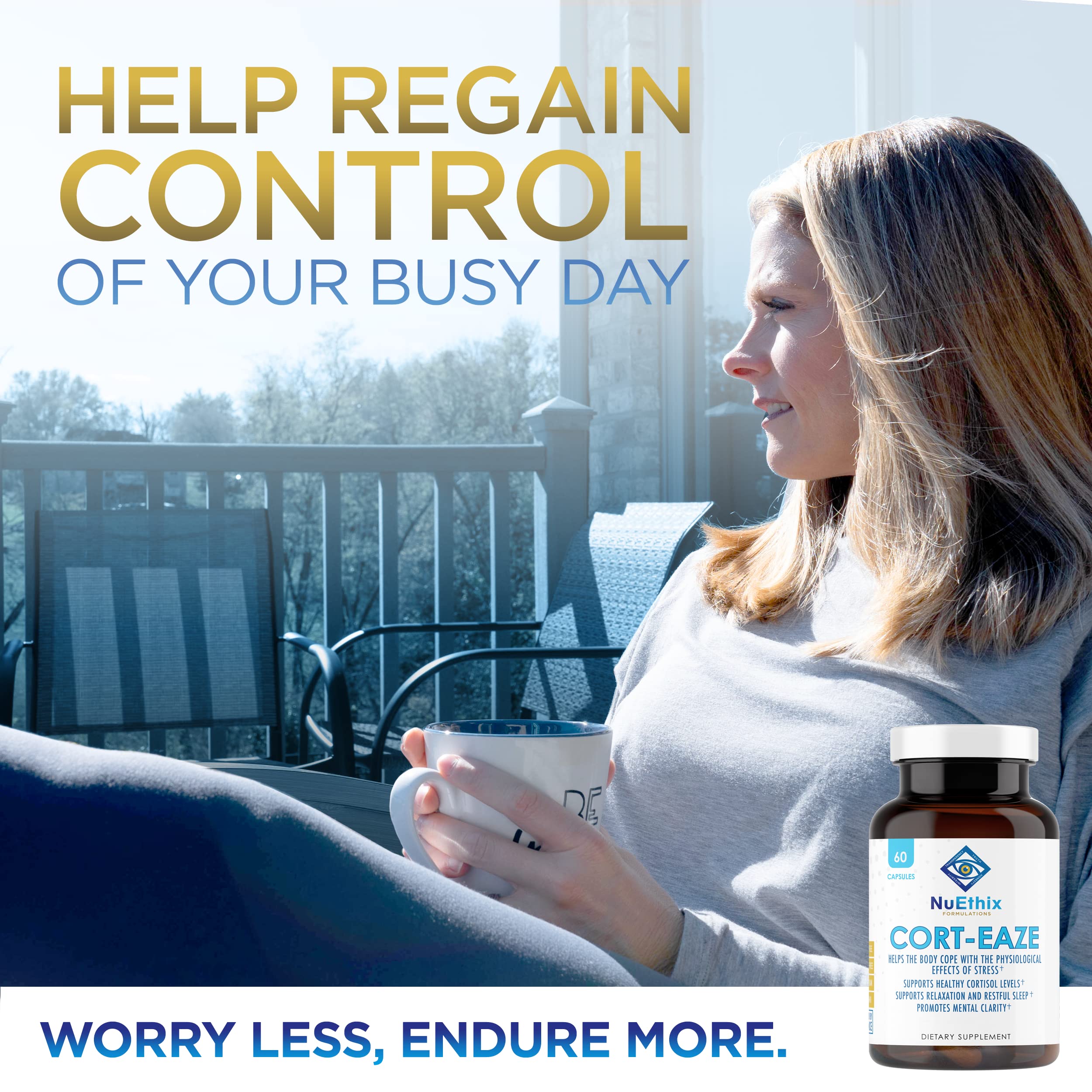 NuEthix Formulations Relaxation Supplement Bundle: Cort-Eaze Cortisol-Control Capsules (60 Count) & Relax Liposomal Liquid (2 fl oz) - Stress Relief, Anxiety Support for Work & Travel - 30 Servings Each