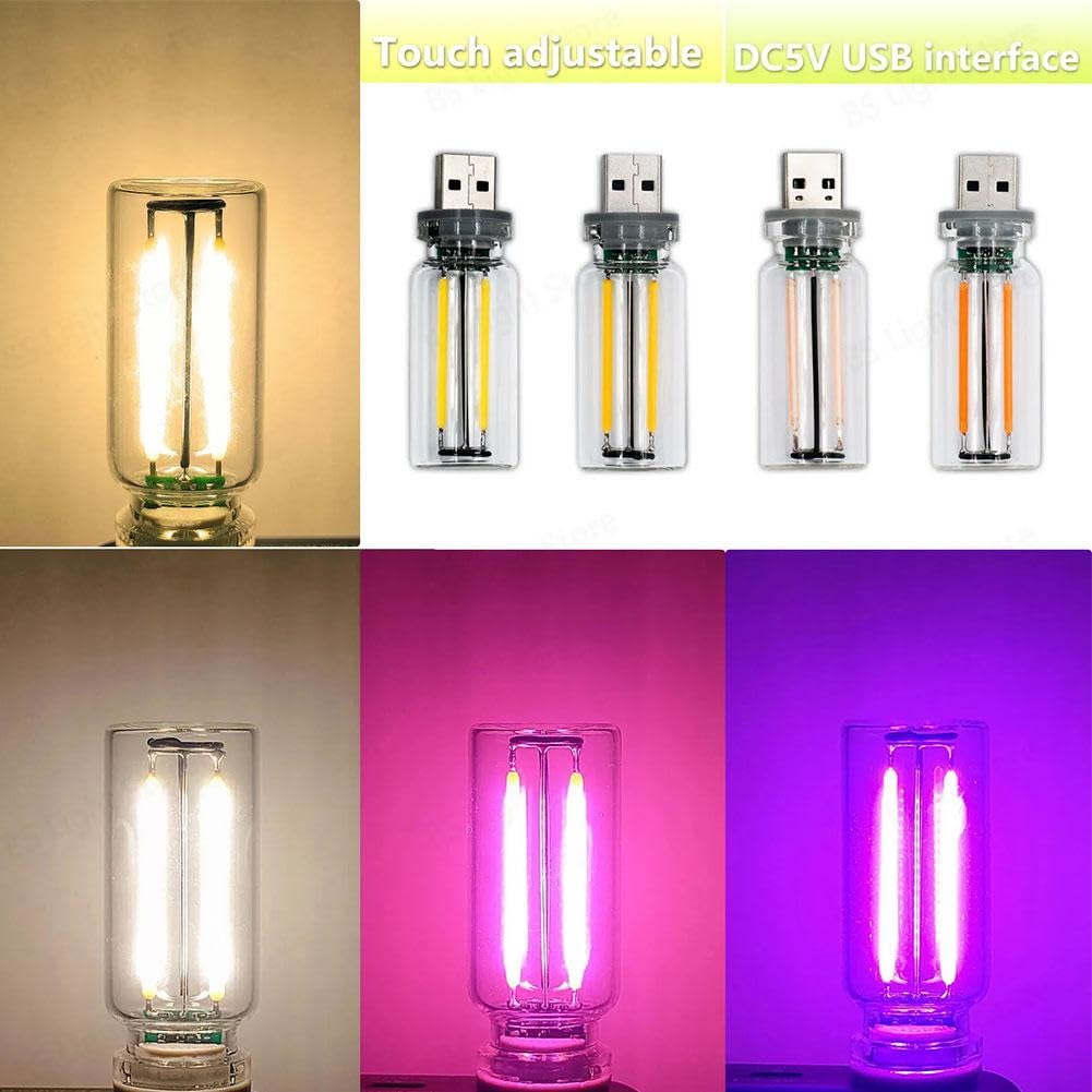 Retro USB LED Car Interior Atmosphere Lamp - Touch Control Dimmable Night Light with Plug-in Charging Port | Perfect for Car Decor, Mood Lighting & Night Driving