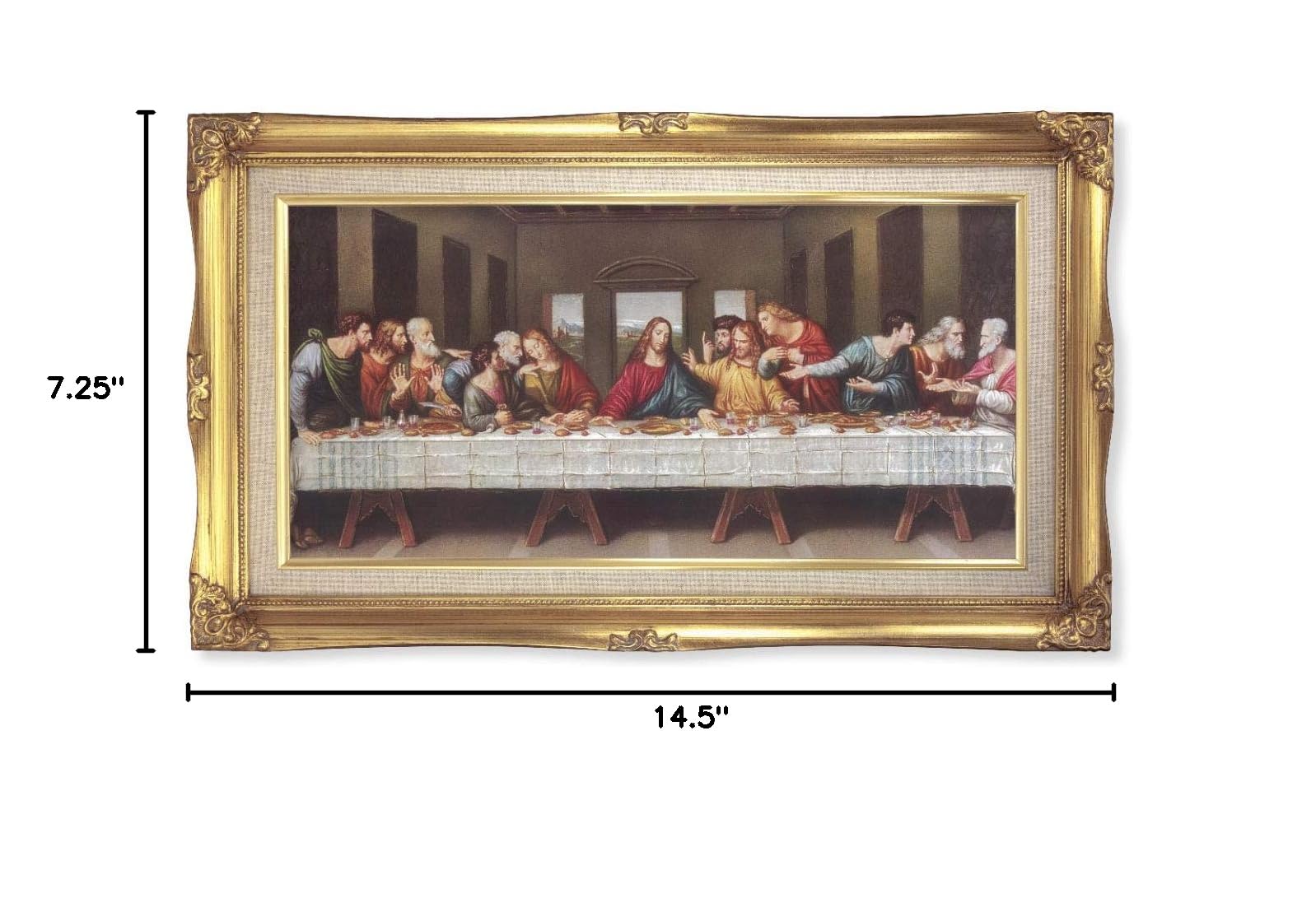 Last Supper Gold-Leaf Framed Art - Religious Wall Decor for Home, Church & Office - Perfect for Dining Room, Living Room & Gift Giving