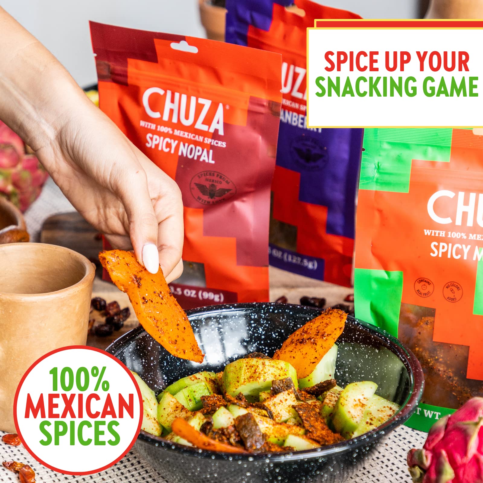 Spicy Dried Nopal Slices - Authentic Mexican Cactus Snacks | Healthy Vegan Fruit Chips | Gluten-Free Natural Treat for Adults & Kids (2 Pack) | Perfect for Road Trips, School Lunches & Party Snacks