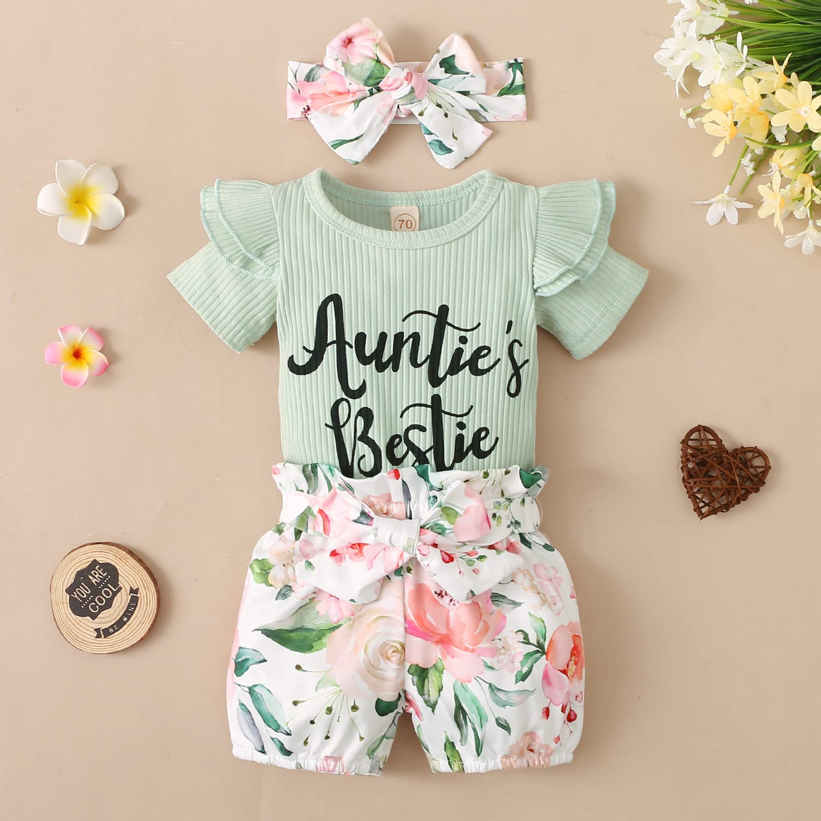 Adorable Newborn Baby Girl Outfits - Ribbed Romper & Floral Shorts Set | Perfect for Summer, Photo Shoots & Casual Wear