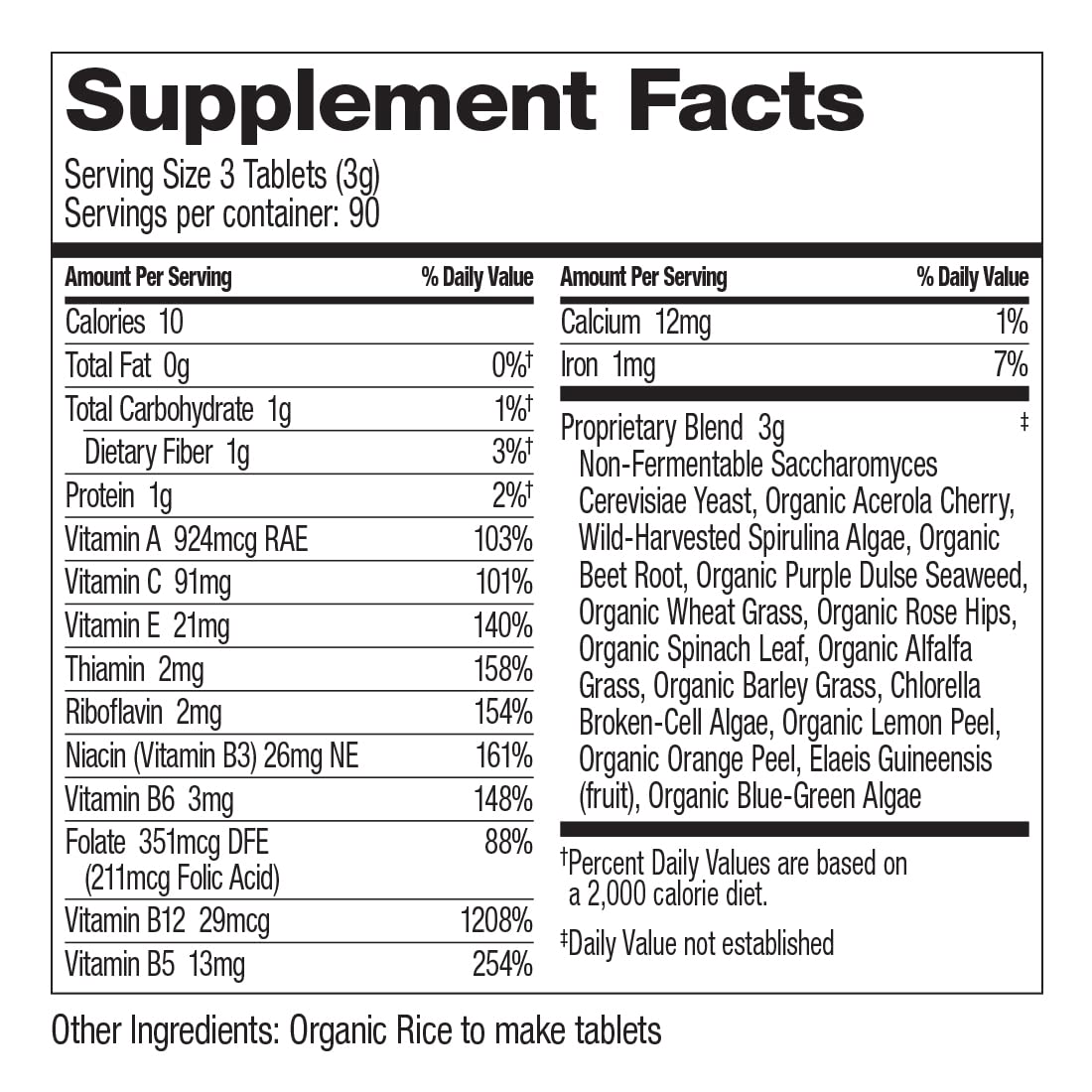 Dr. Schulze's Superfood 100 | Organic Vegan Multivitamin Supplement with Herbal Concentrate | 270 Tablets for Daily Nutrition & Energy Boost | Gluten-Free, Non-GMO | Perfect for Active Lifestyles & Wellness Routines
