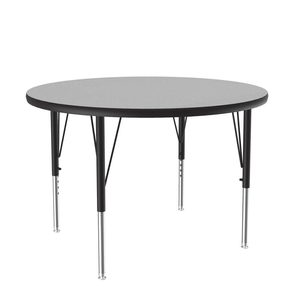 Correll 36 Inch Round Adjustable Height School Table (19-29 Inches) - Durable Gray Granite Thermal Fused Laminate - Made in USA - Perfect for Classrooms, Daycares & Learning Centers