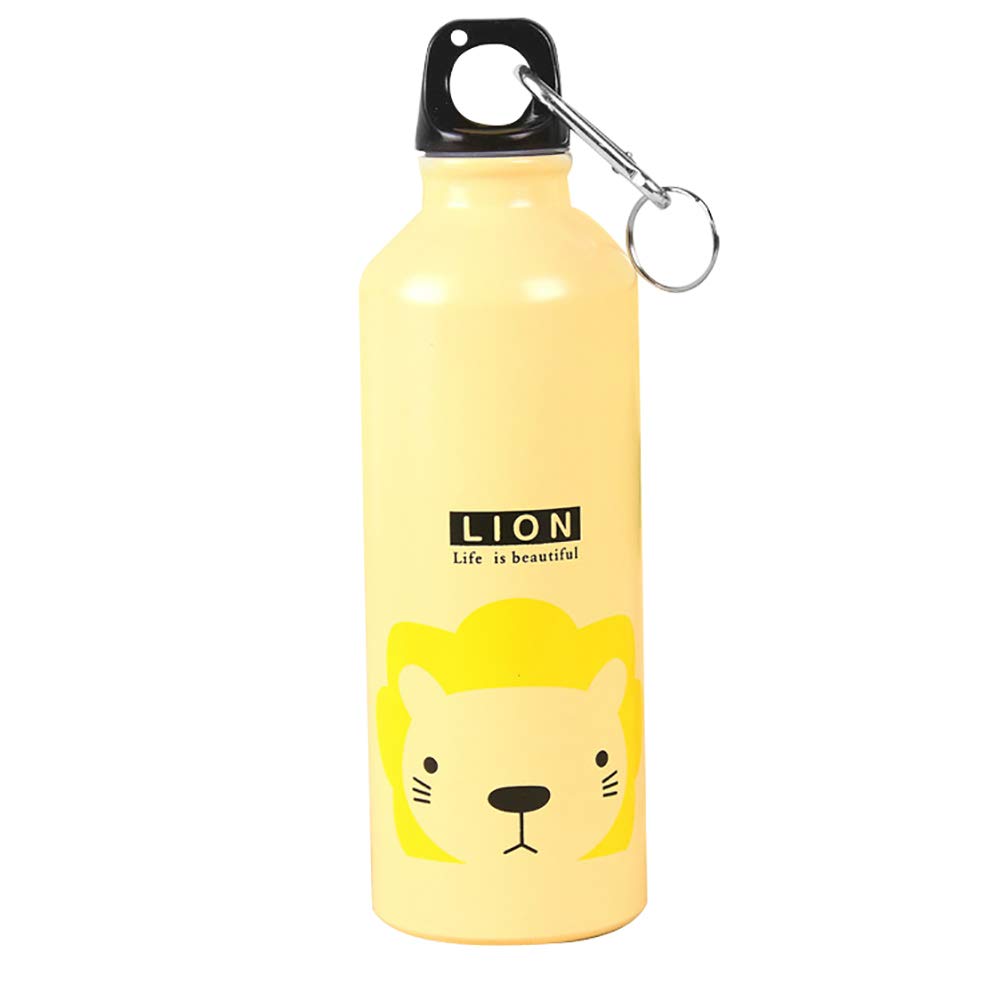Yanbirdfx 500ml Cartoon Lion Pattern Aluminum Water Bottle - Leak-Proof, Portable & Durable for Outdoor, Gym, School & Travel