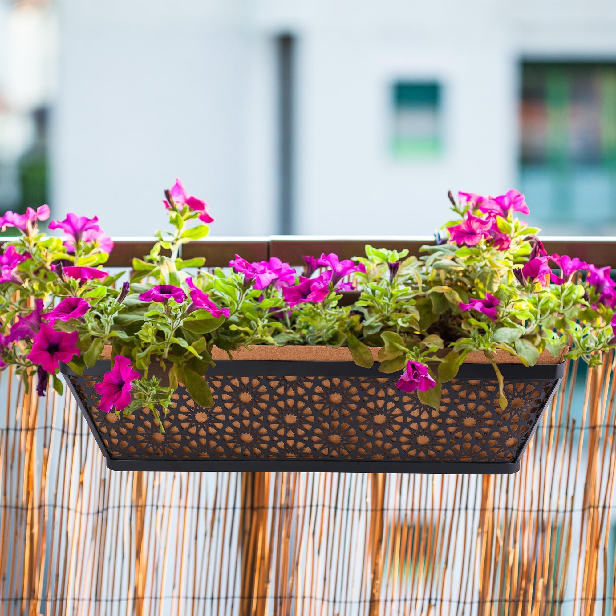 Adnee 4-Pack 24 Inch Rectangular Non-Woven Fabric Plant Window Box Liners - Brown Felt Flower Hanging Basket for Outdoor Garden, Wall Hanging Planters, Vegetables - Perfect for Balcony, Patio & Window Decor