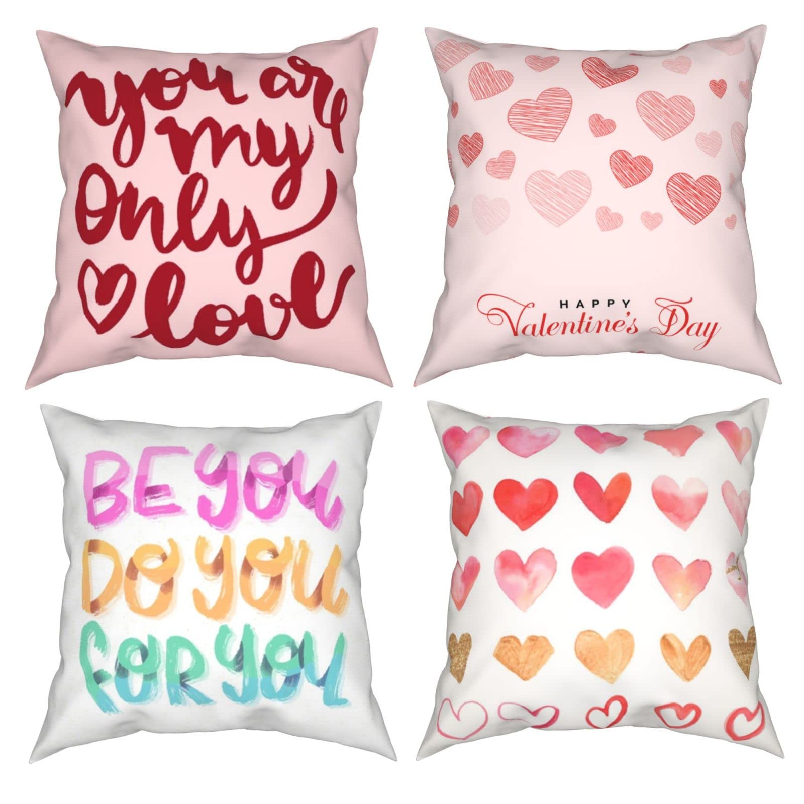 EHPAVLT Valentine's Day Heart Pillow Covers - 18x18 Inch Decorative Throw Pillow Cases for Sofa, Couch & Bed - Romantic Home Decor for Couples, Anniversary & Wedding Gifts - Perfect for Valentine's Day Decorations & Cozy Living Room Accents