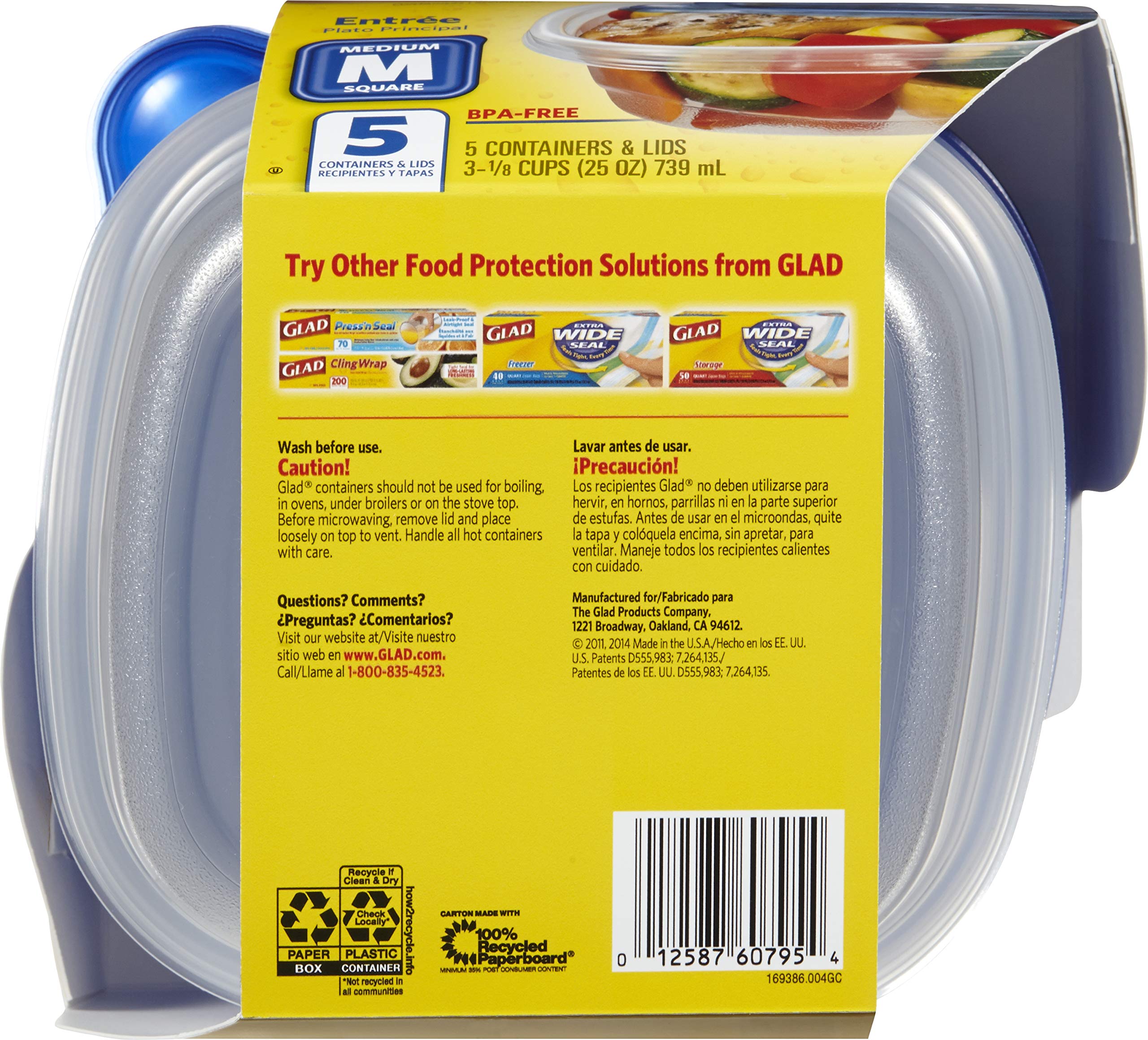 Glad 5-Count Food Storage Containers, 6-Pack (30 Total) - Airtight BPA-Free Plastic Containers for Meal Prep, Leftovers, Snacks & Desserts | Ideal for Kitchen, Office & Picnics