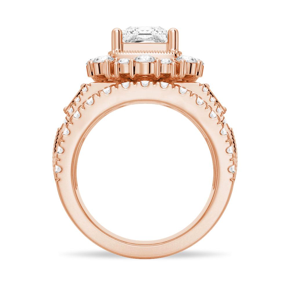 Vintage Princess Cut Moissanite Engagement Ring with Multi-Stone Setting - Perfect for Proposals, Anniversaries & Special Occasions