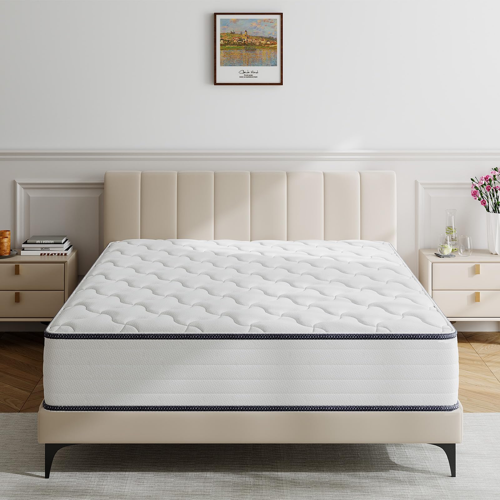 TXO 12 Inch Full Size Hybrid Mattress - Medium Firm with Antistatic Breathable Euro Top Cover, Motion Isolation & Pressure Relief - Bed in a Box for Back Pain Relief | Perfect for Guest Rooms, Dorms & Apartments